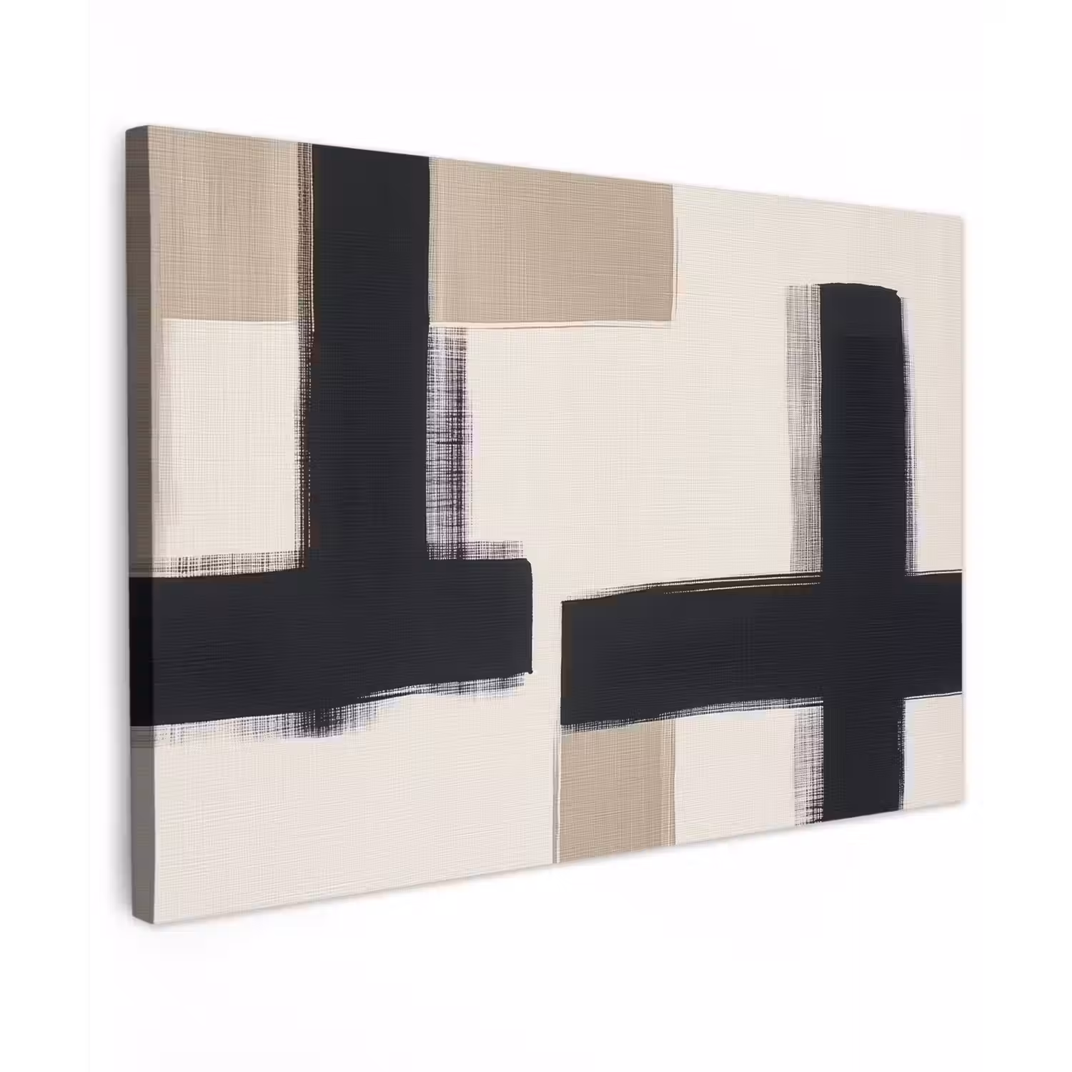 Zwart - Abstract - Japandi Tuinposter op houten frame 2 cm dik klein -3d