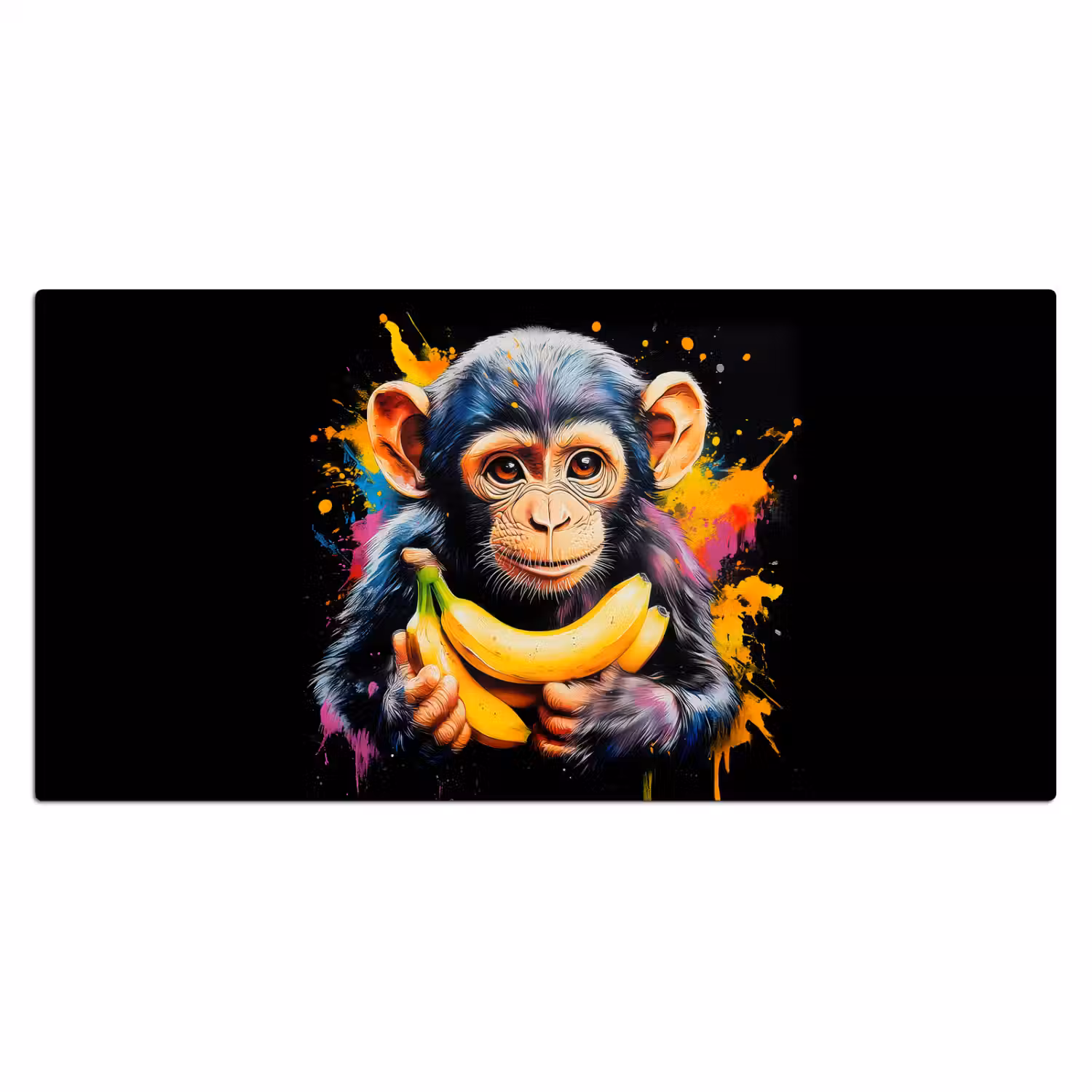 Aap - Graffiti - Kleurrijk - Bananen - Modern Muismat XXL klein -3d_leeg