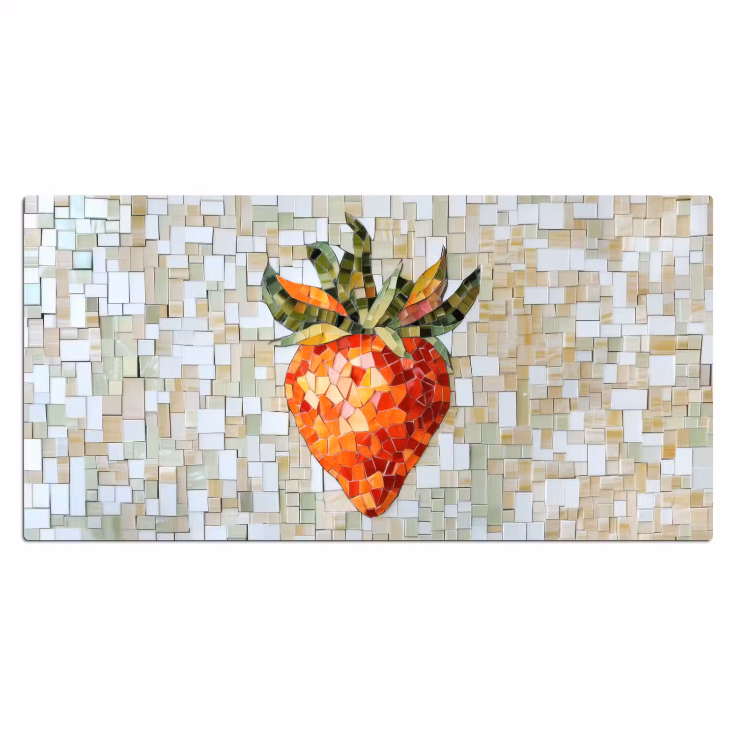 Aardbei - Rood - Mozaïek - Fruit Muismat XXL klein -3d_leeg