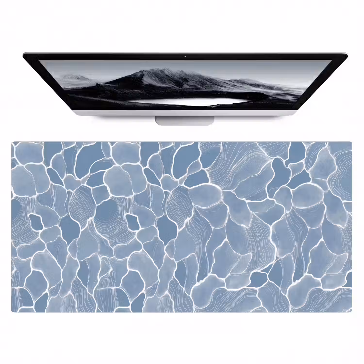 Abstract - Blauw - Bladeren Muismat XXL klein -zzz3d
