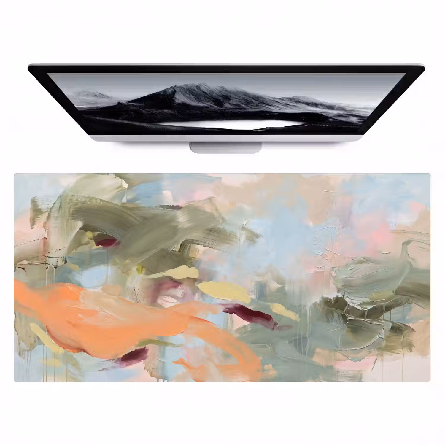 Abstract - Borstelstreken - Kunst - Modern - Pastel Muismat XXL klein -zzz3d