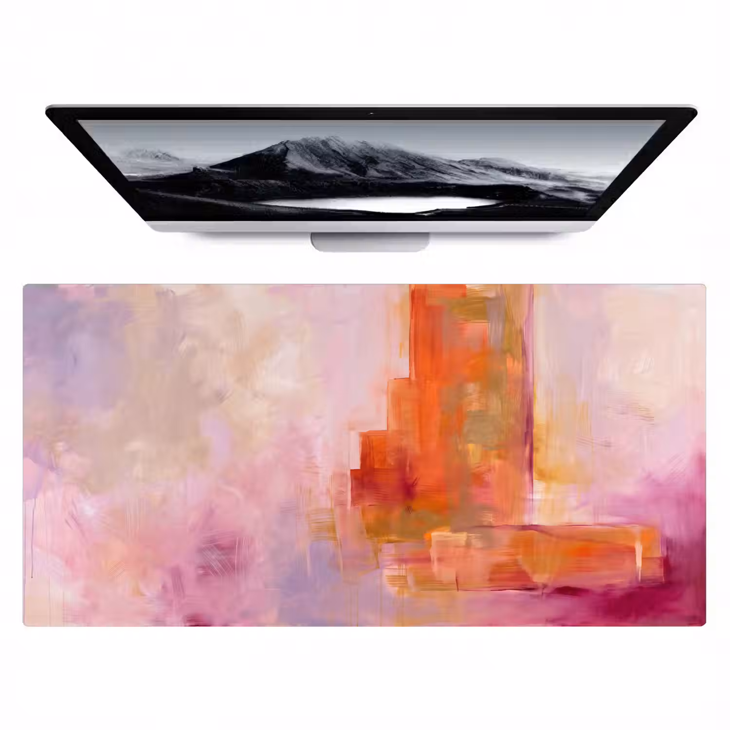 Abstract - Borstelstreken - Kunst - Paars - Goud Muismat XXL klein -zzz3d