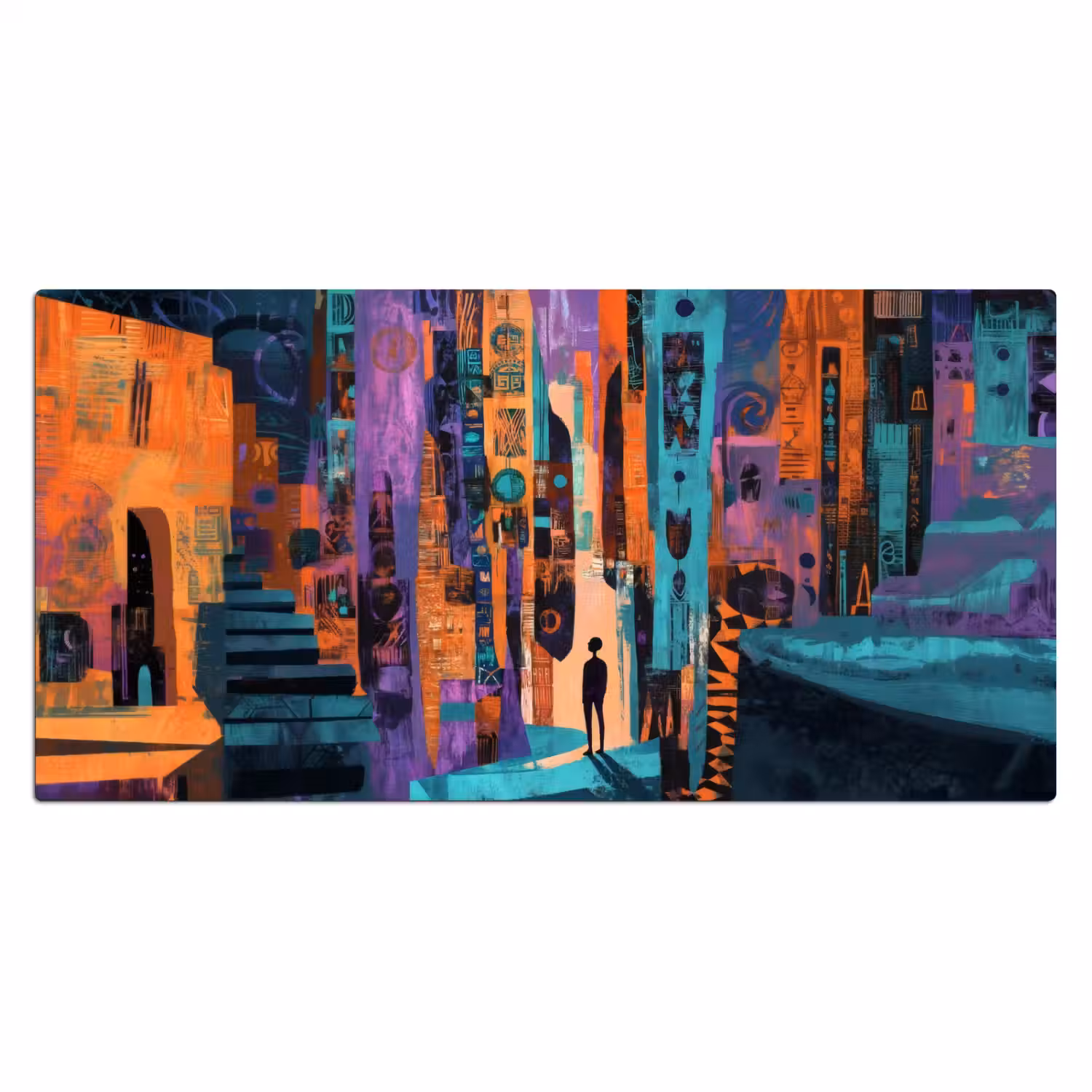 Abstract - Figuren - Kleurrijk Muismat XXL klein -3d_leeg