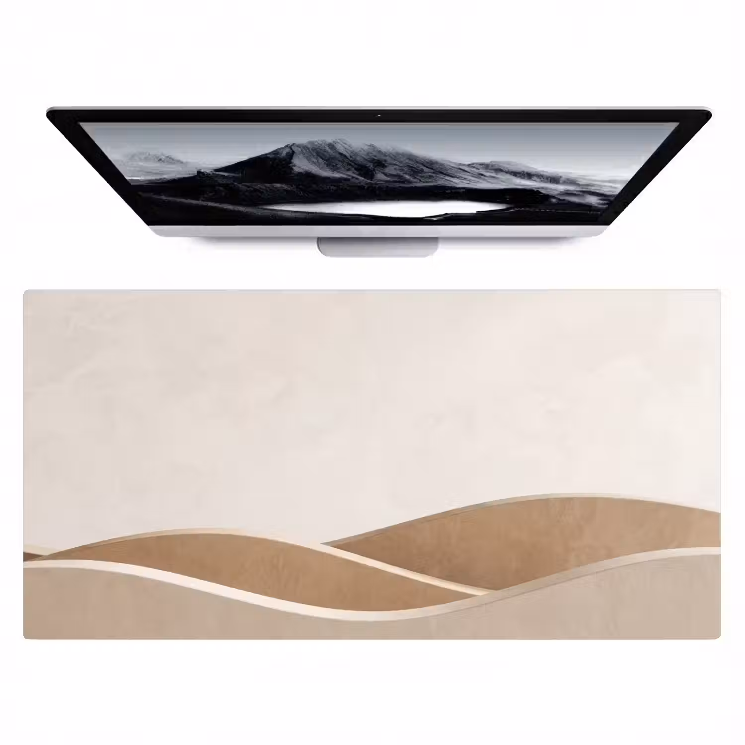 Abstract - Golven - Modern - Beige Muismat XXL klein -zzz3d