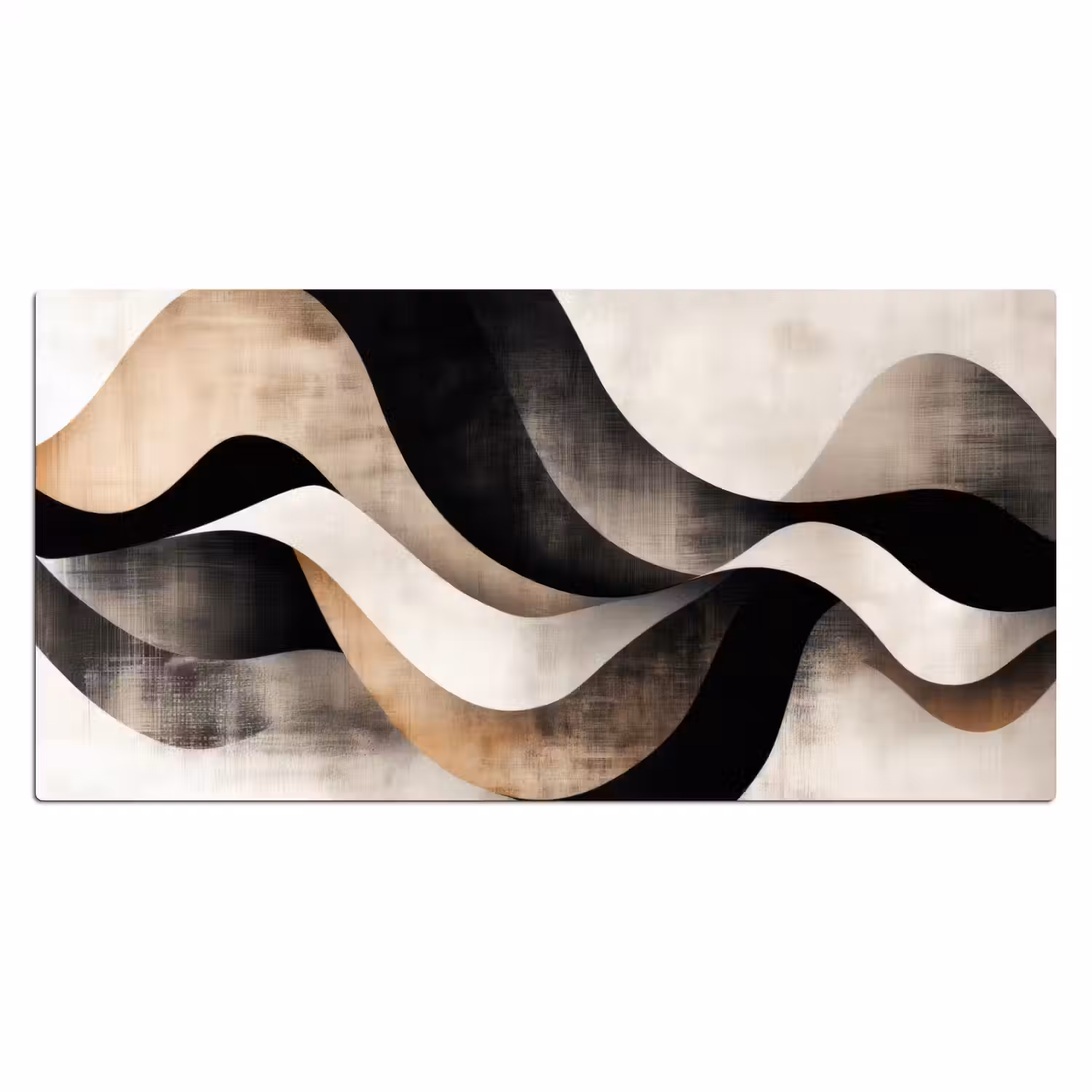 Abstract - Golven - Zwart - Verweerd Muismat XXL klein -3d_leeg