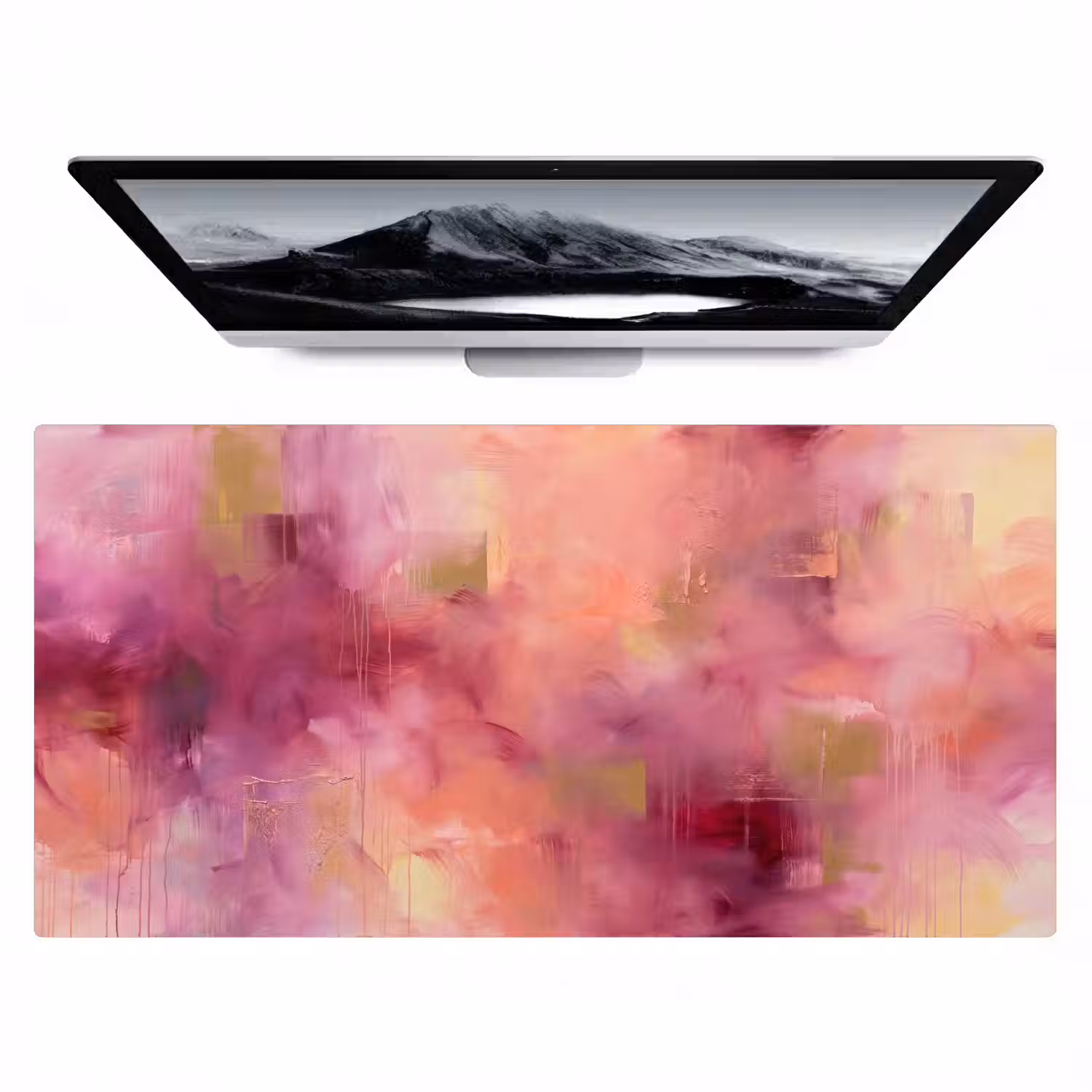 Abstract - Kleuren - Modern - Roze - Paars Muismat XXL klein -zzz3d