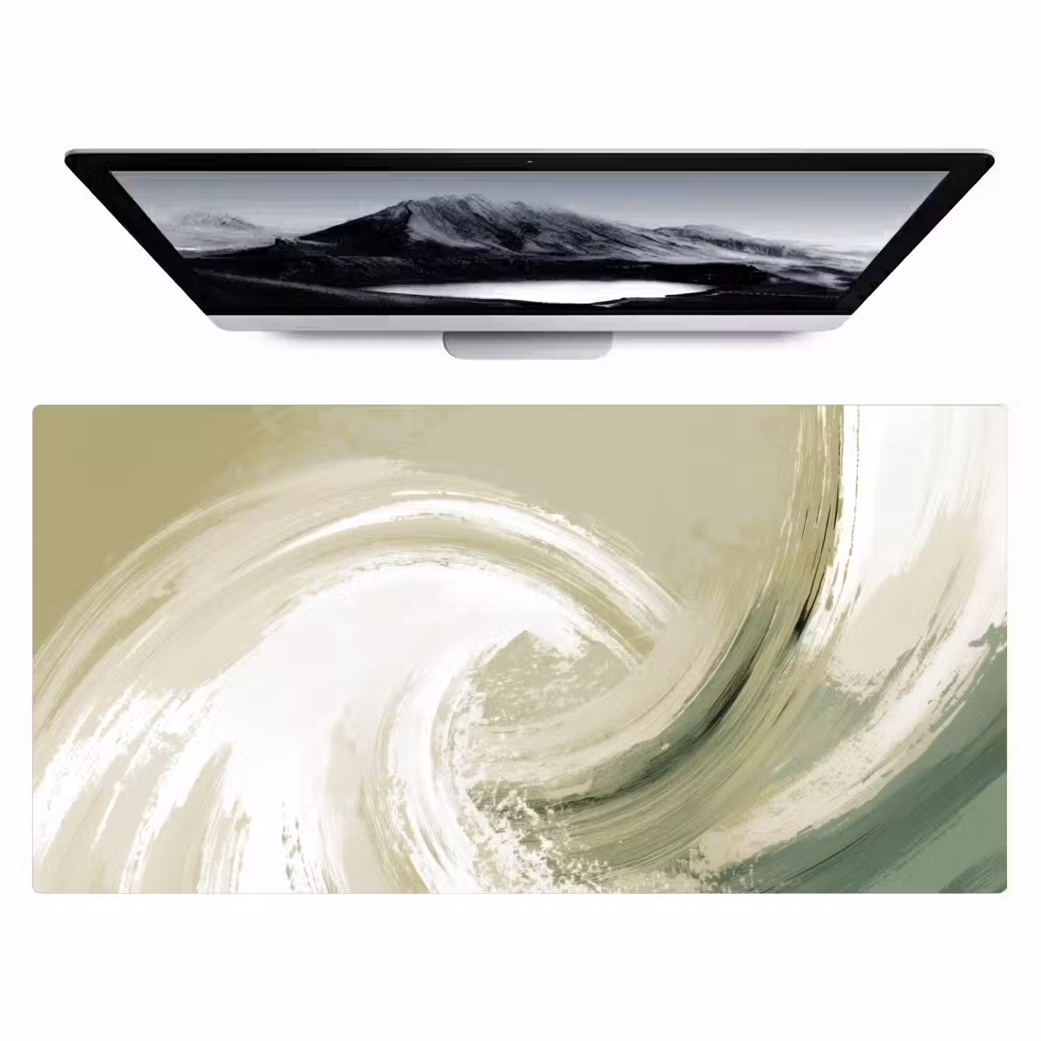 Abstract - Penseelstreken - Golven - Groen Muismat XXL klein -zzz3d