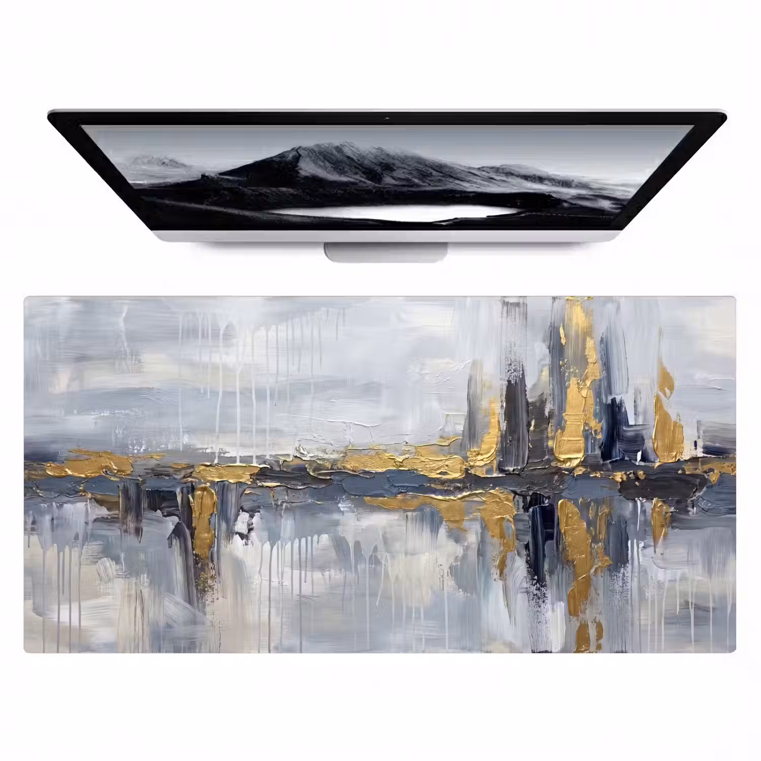 Abstract - Structuur - Goud - Grijs - Modern Muismat XXL klein -zzz3d