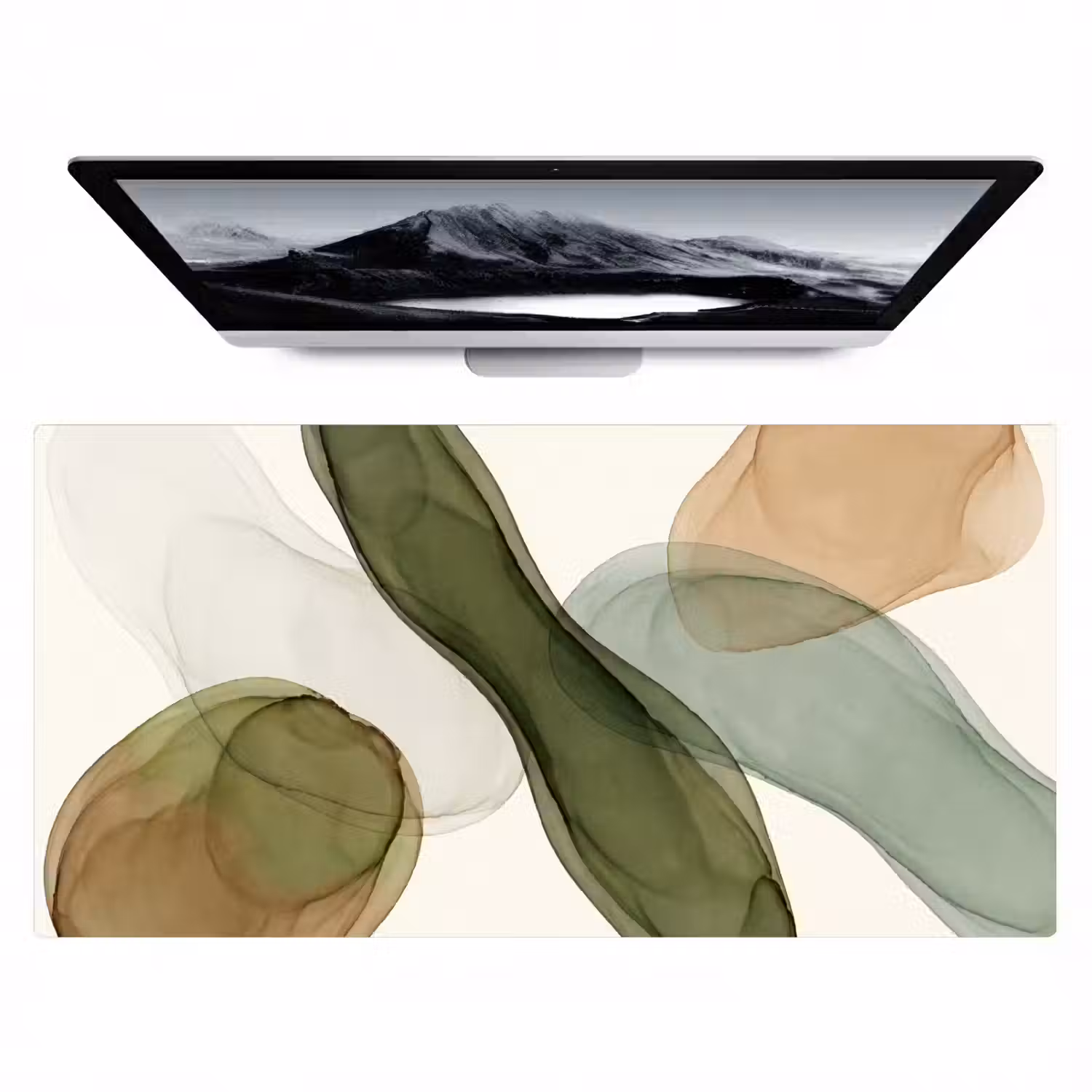 Abstract - Vormen - Modern - Kunst - Groen - Bruin Muismat XXL klein -zzz3d