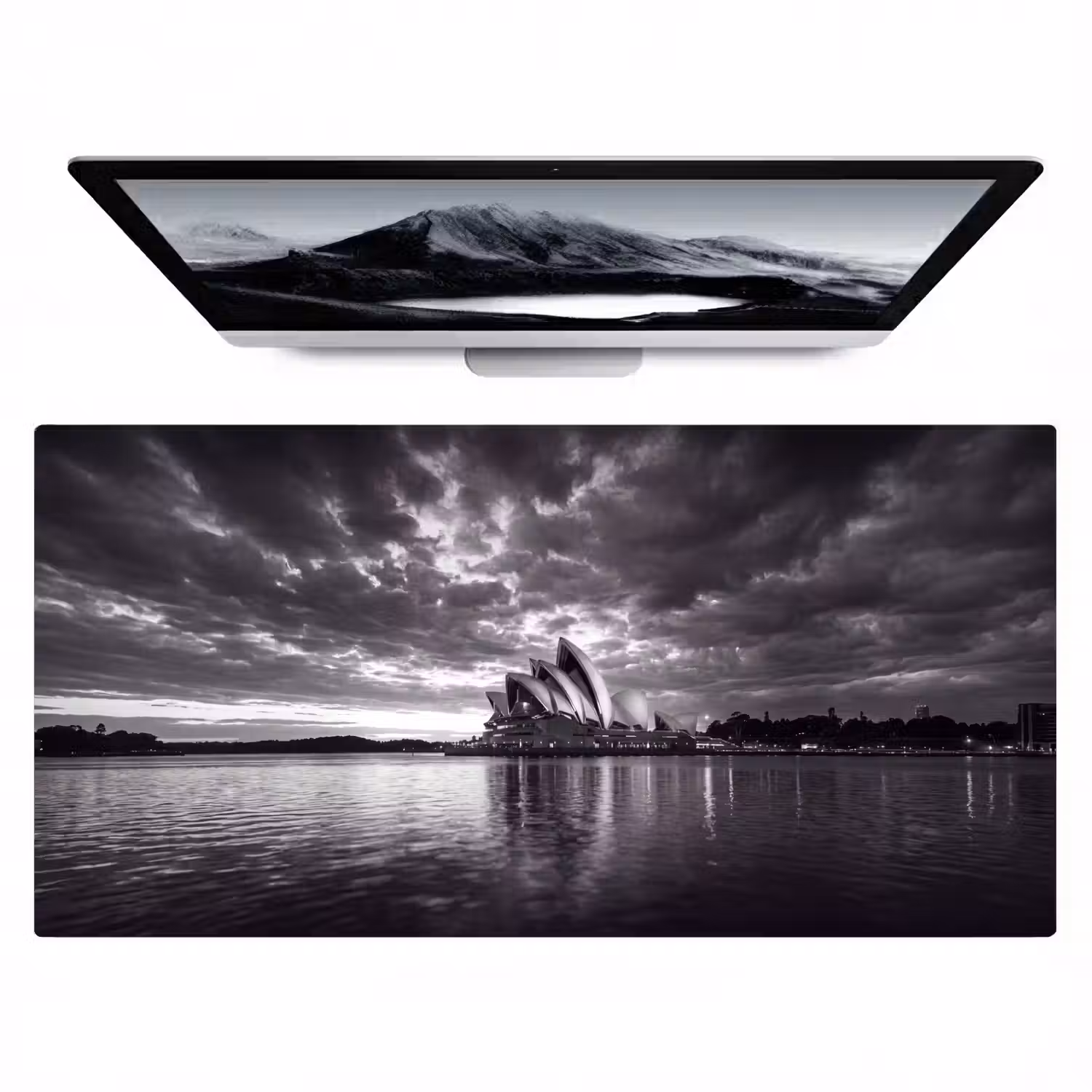 Architectuur - Water - Stad - Modern - Zwart-wit Muismat XXL klein -zzz3d