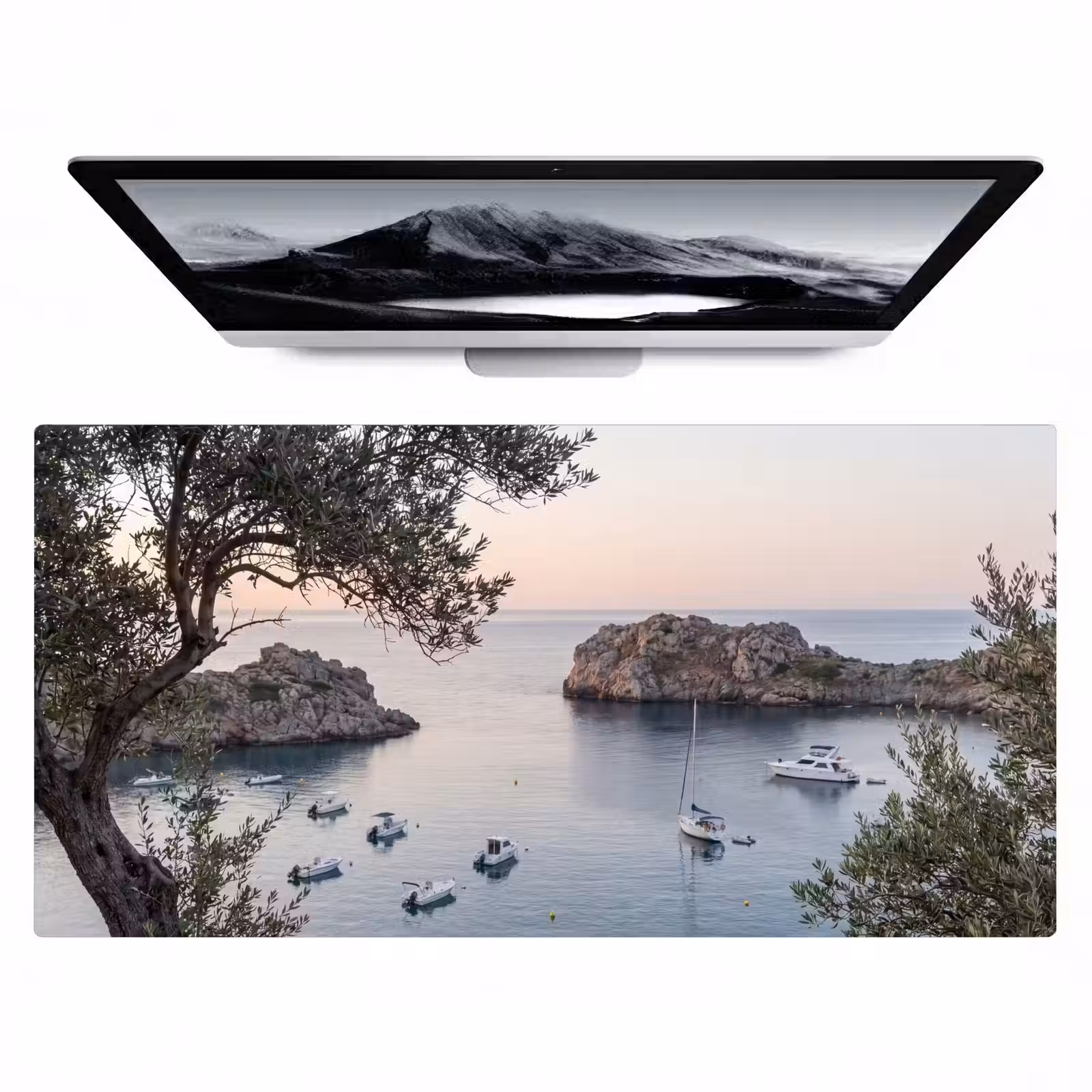 Bureau onderlegger - Baai - boten - zonsondergang - Baai - boten - zonsondergang Muismat XXL klein