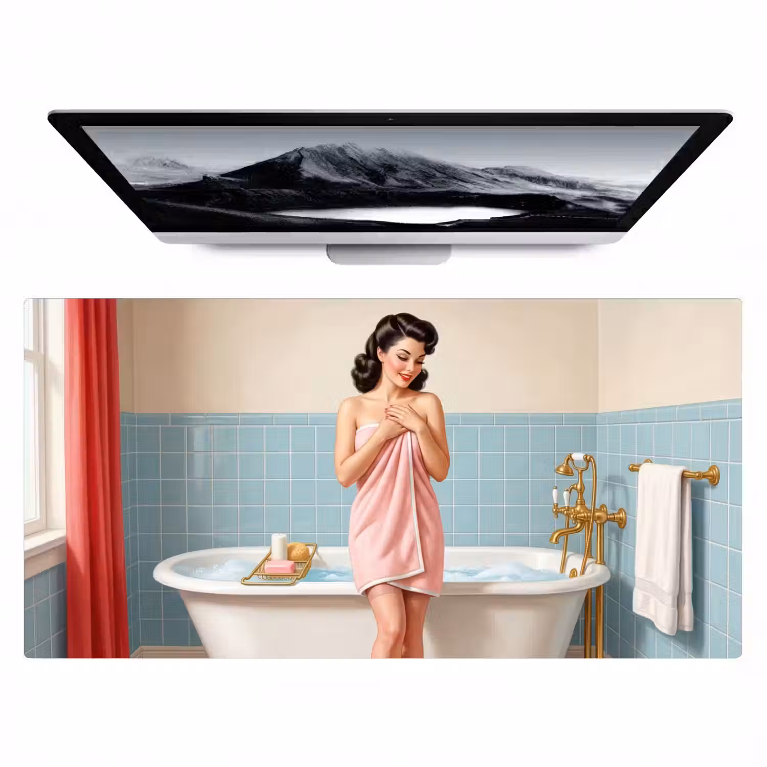 Badkamer - Vrouw - Roze Muismat XXL klein -zzz3d