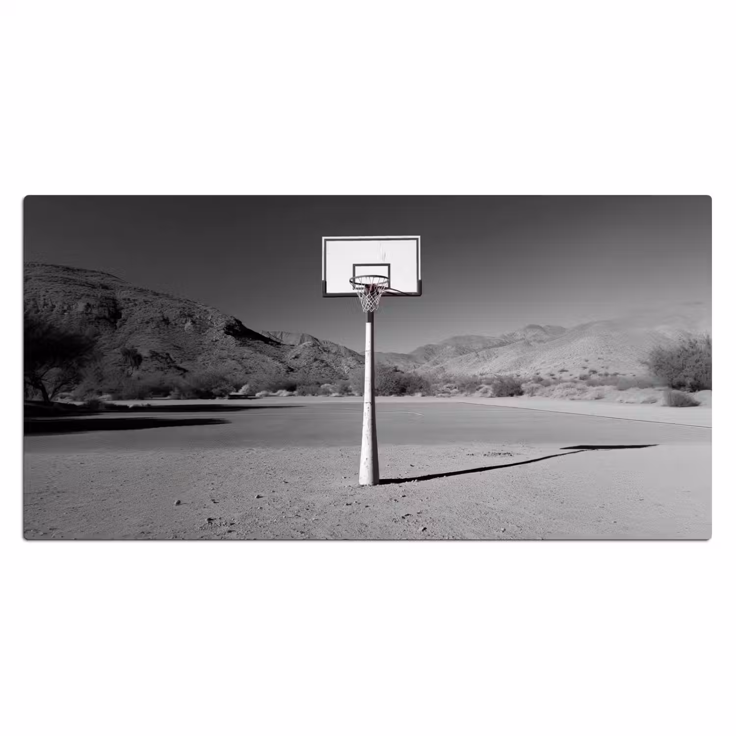 Basketbalpaal - Landschap - Zand - Wit Muismat XXL klein -3d_leeg