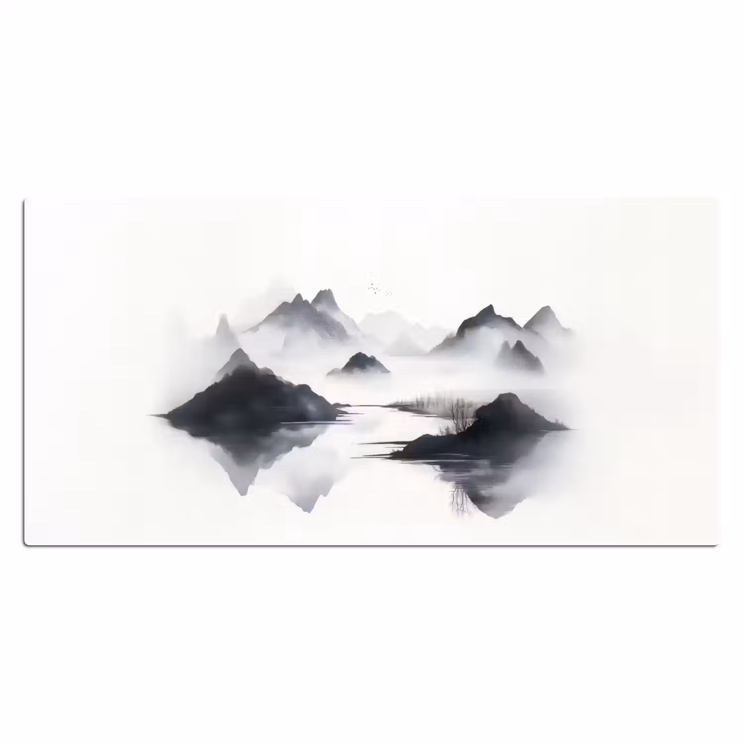 Bergen - Mistig - Water - Wit Muismat XXL klein -3d_leeg