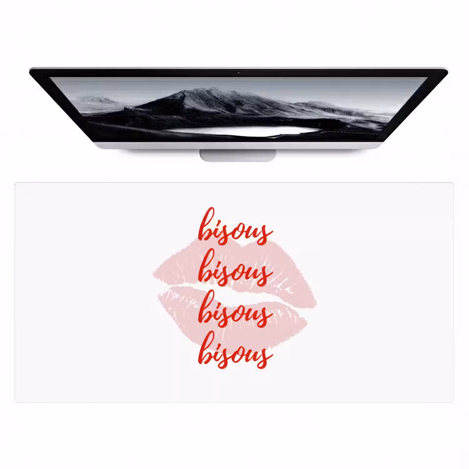 Bisous - Lip - Wit - Rood Muismat XXL klein -zzz3d