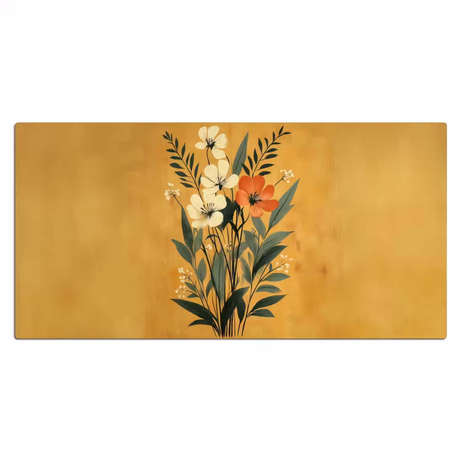 Bladeren - Boeket - Bloemen - Geel Muismat XXL klein -3d_leeg