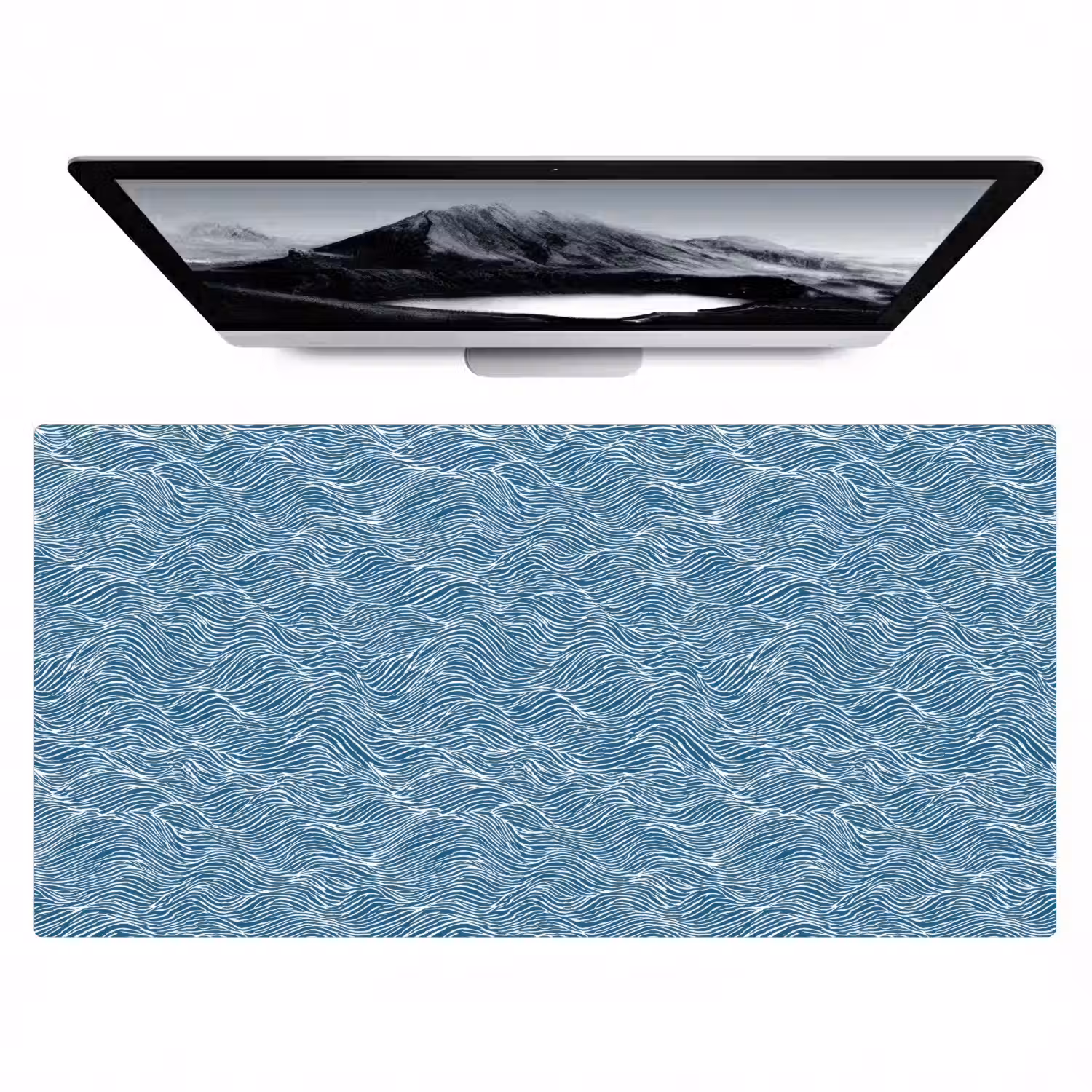 Blauw - Wit - Golven - Getekend - Textuur Muismat XXL klein 681 -zzz3d