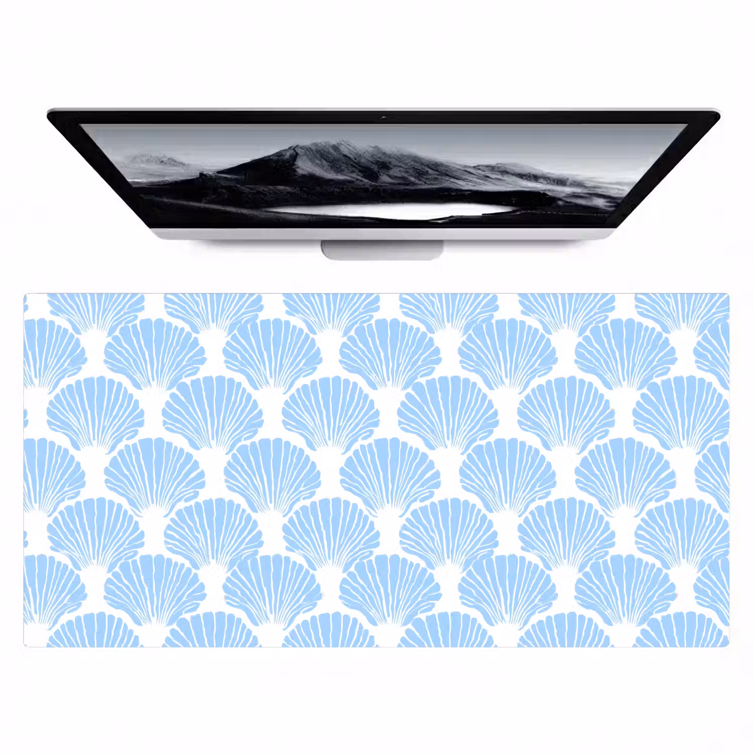 Blauw - Wit - Schelpen - Grafisch - Structuur Muismat XXL klein 681 -zzz3d