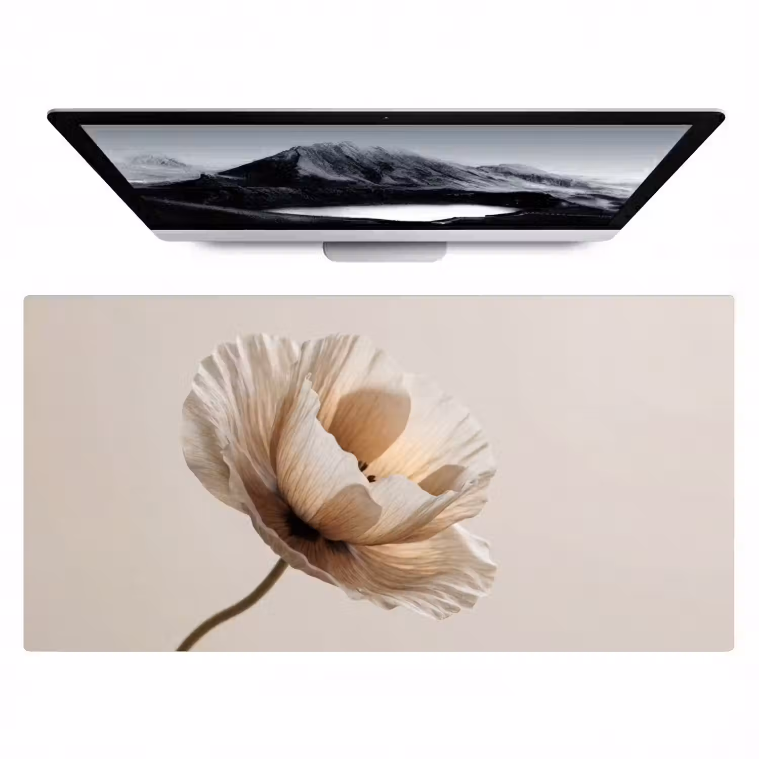 Bloem - Beige - Crème Muismat XXL klein -zzz3d