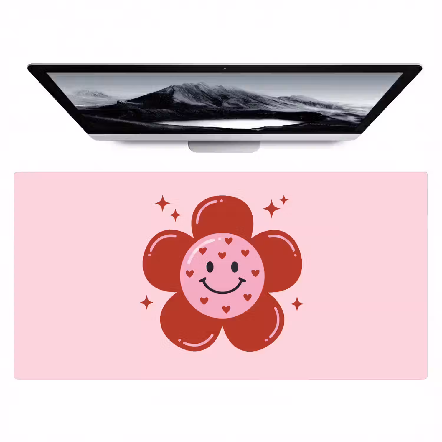 Bloem - Roze - Hartjes Muismat XXL klein -zzz3d