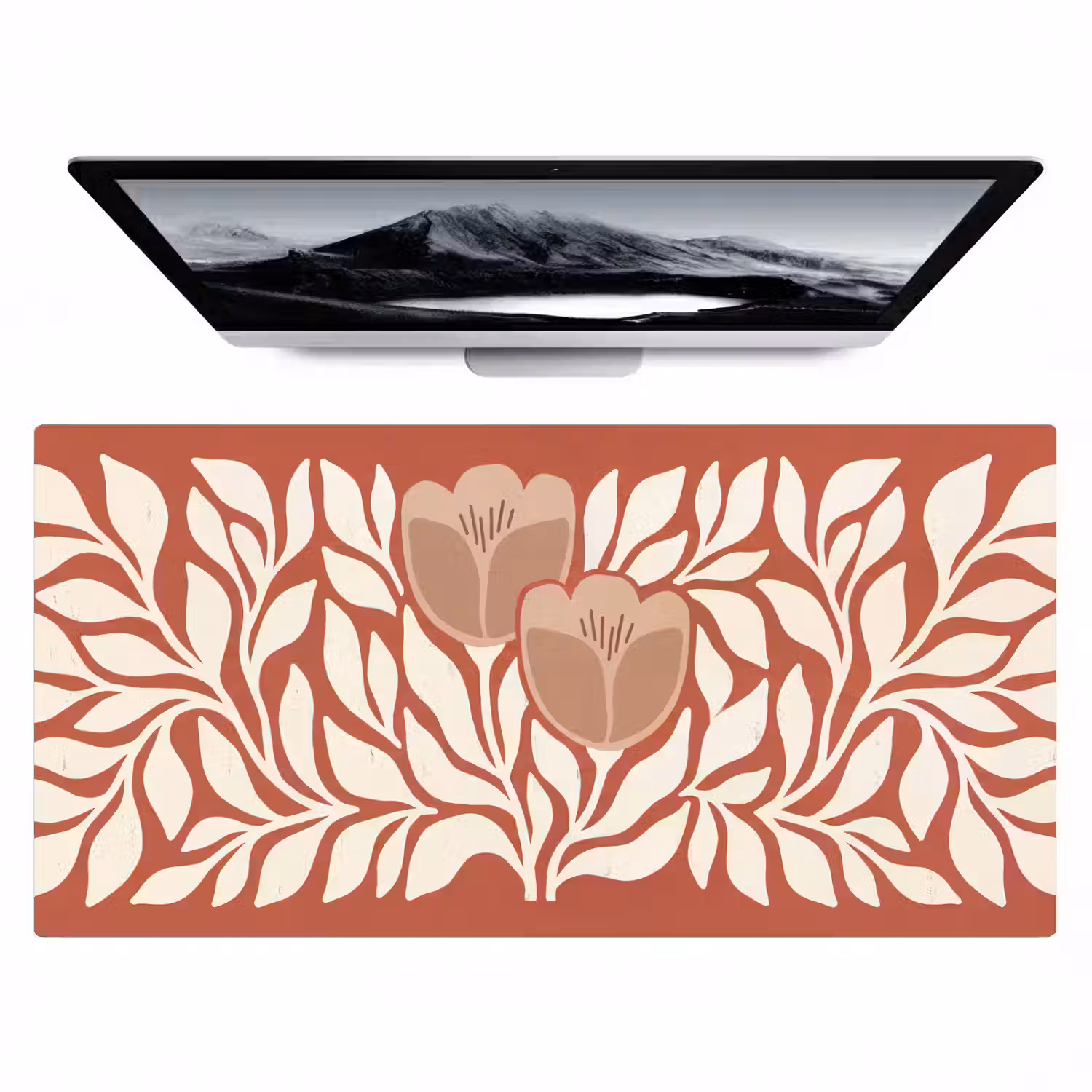 Bloemen - Abstract - Modern - Beige - Natuur Muismat XXL klein -zzz3d