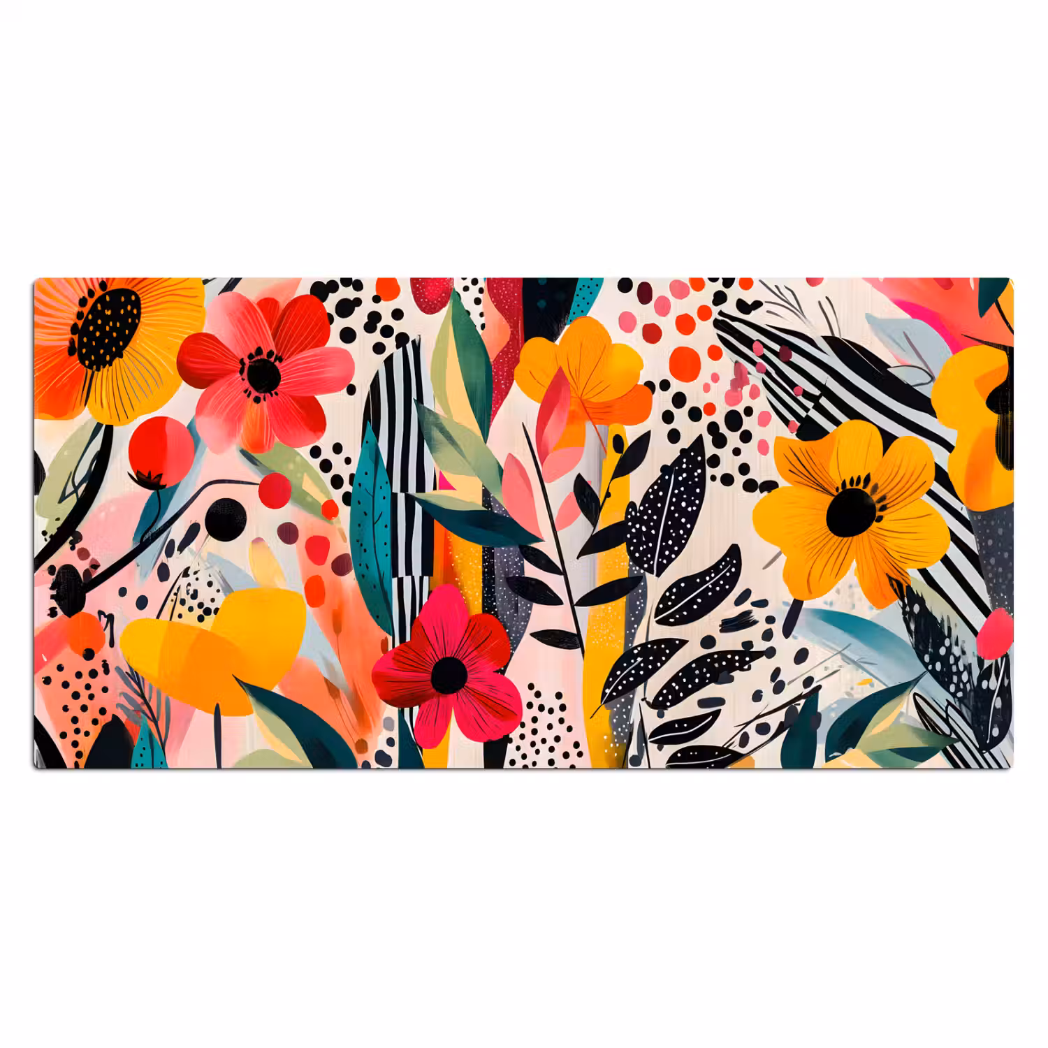Bloemen - Bladeren - Abstract - Kleurrijk Muismat XXL klein -3d_leeg