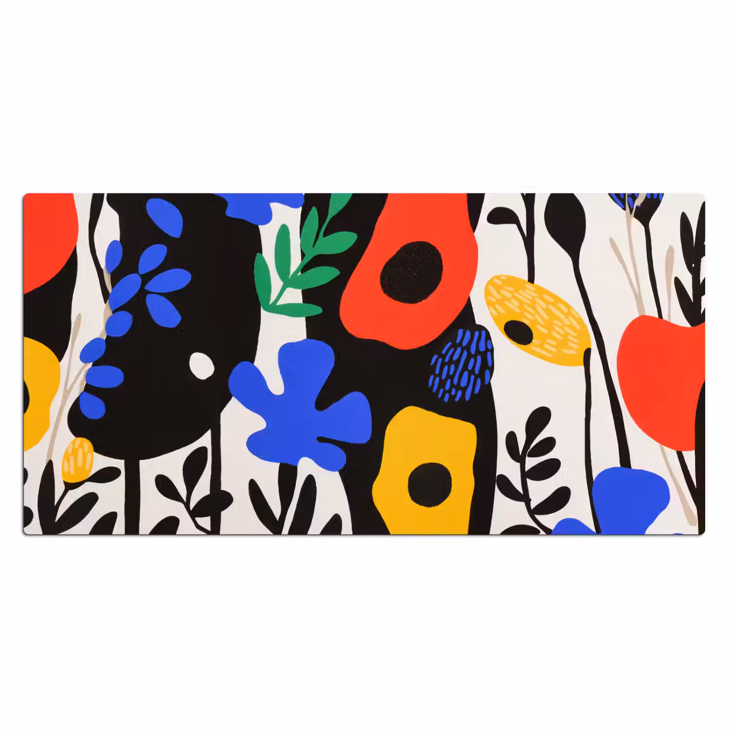 Bloemen - Bladeren - Abstract - Zwart Muismat XXL klein -3d_leeg