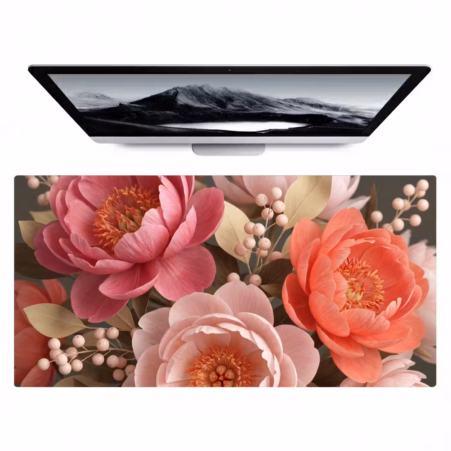 Bloemen - Bloesem - Zacht - Koraal - Decoratie Muismat XXL klein -zzz3d