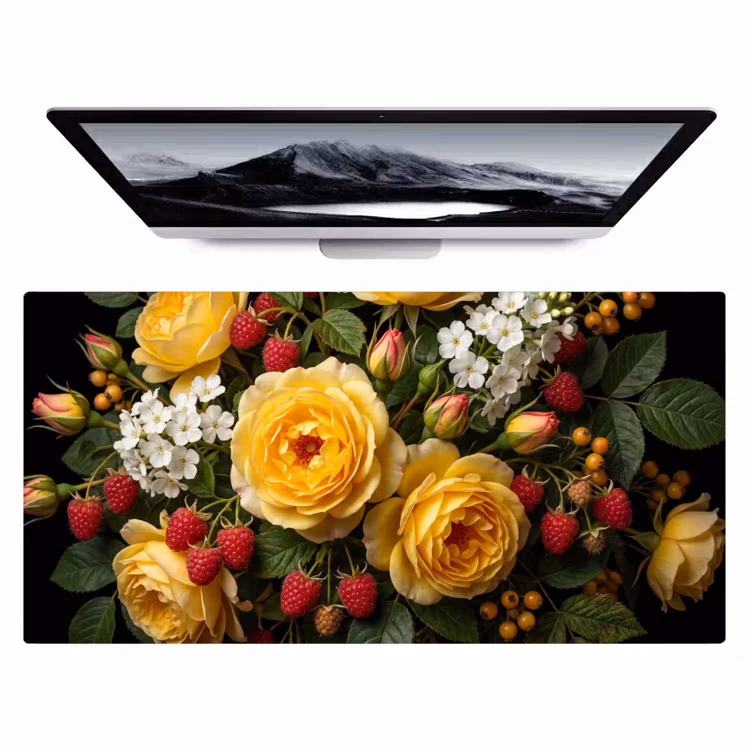 Bloemen - Boeket - Natuur - Klassiek - Geel Muismat XXL klein -zzz3d