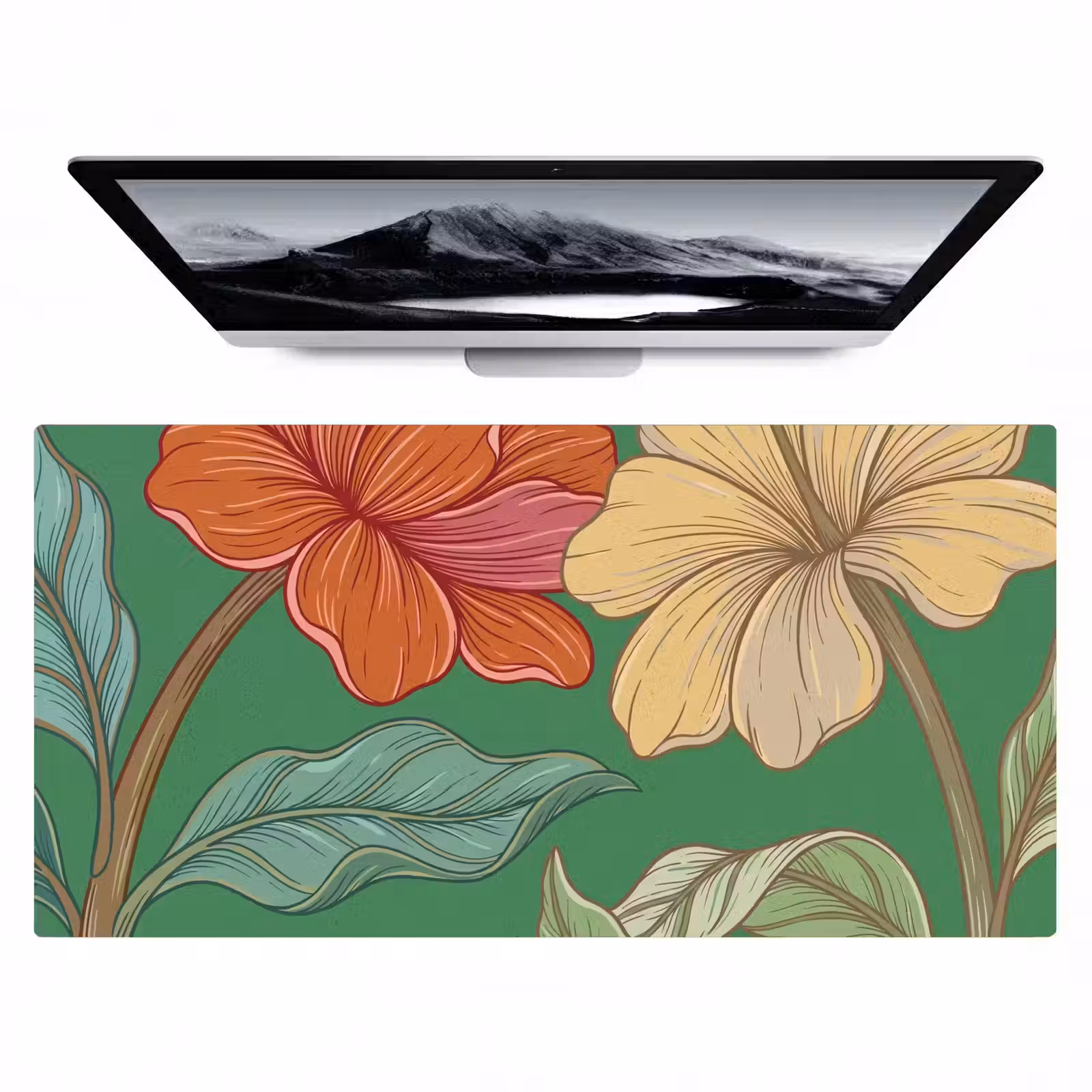 Bureau onderlegger - Bloemen - Groen - Illustratie - Bloemen - Groen - Illustratie Muismat XXL klein