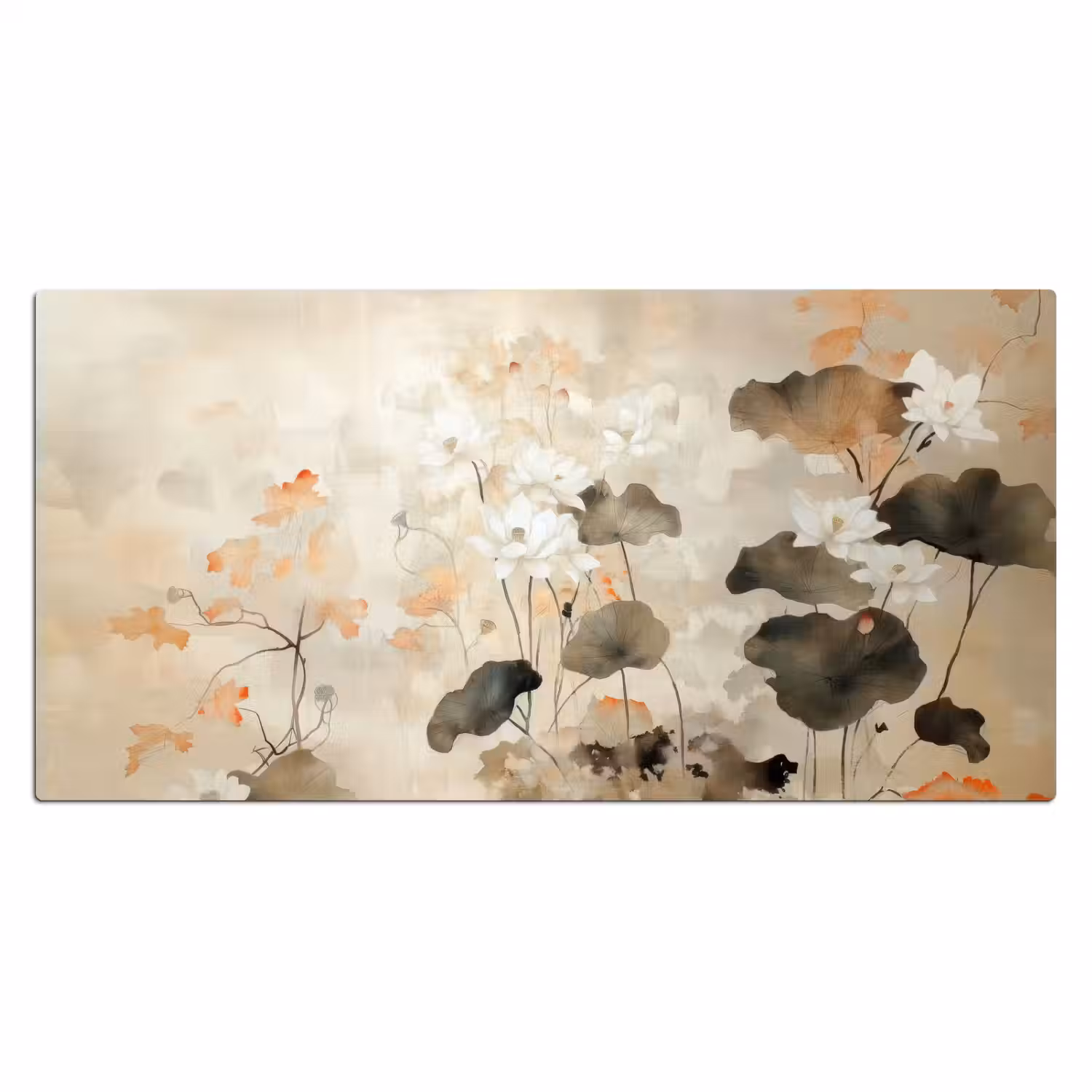 Bloemen - Japandi - Wabi sabi Muismat XXL klein -3d_leeg