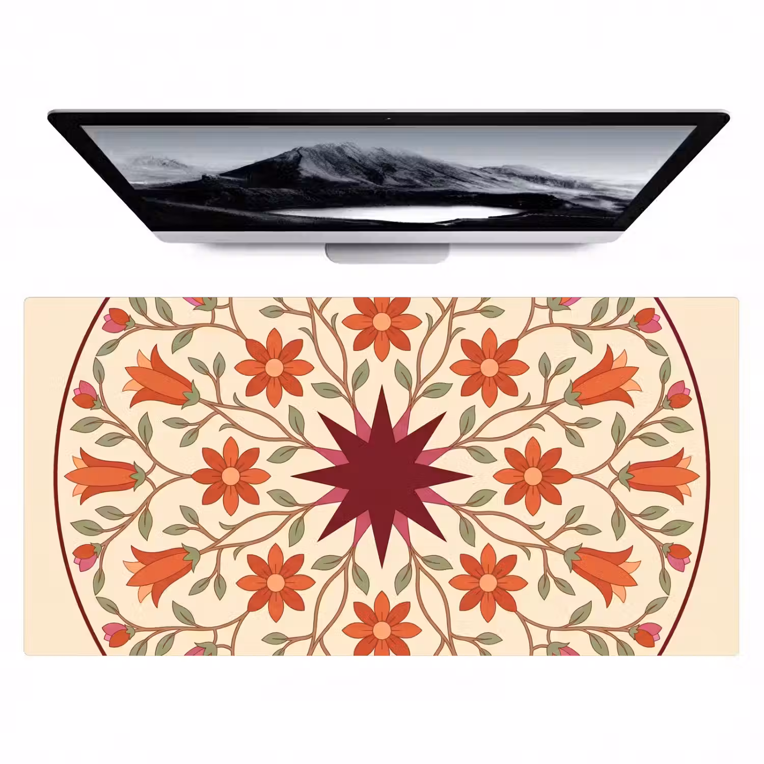 Bloemen - Mandala - Decoratief - Rood Muismat XXL klein -zzz3d