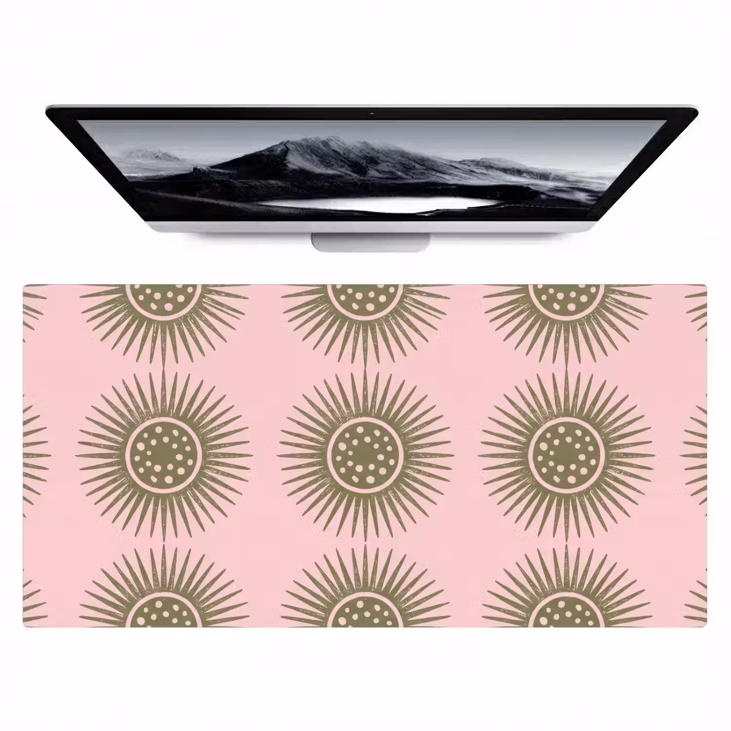 Bloemen - Patroon - Abstract - Roze - Groen Muismat XXL klein -zzz3d