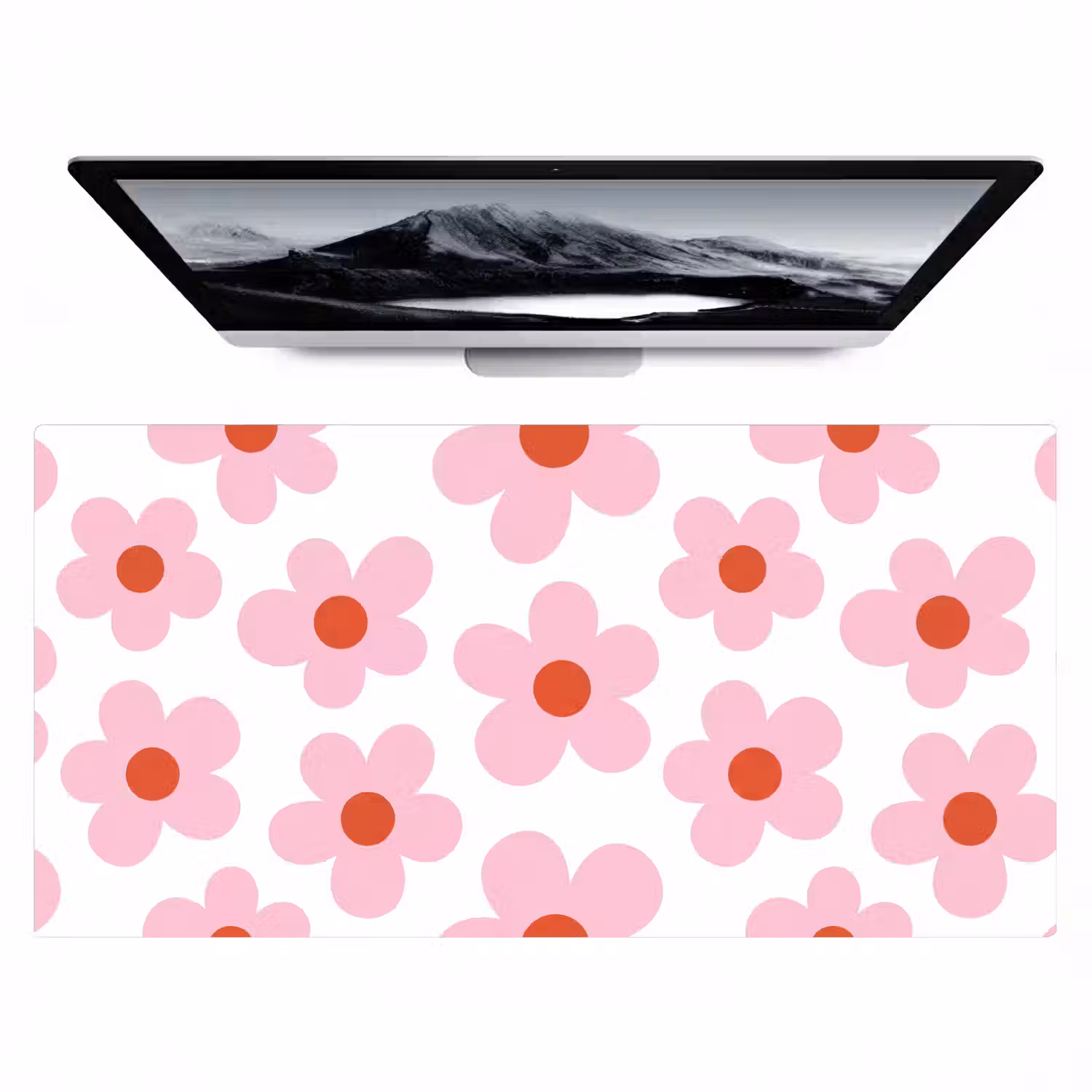 Bloemen - Patroon - Modern - Roze - Wit Muismat XXL klein -zzz3d