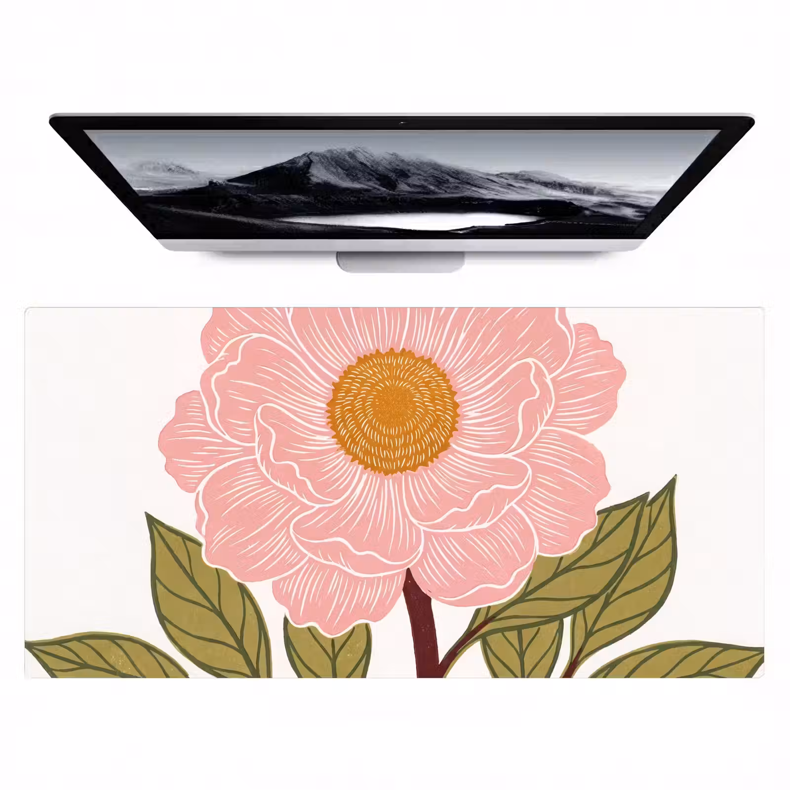 Bureau onderlegger - Bloemen - Roze - Illustratie - Bloemen - Roze - Illustratie Muismat XXL klein