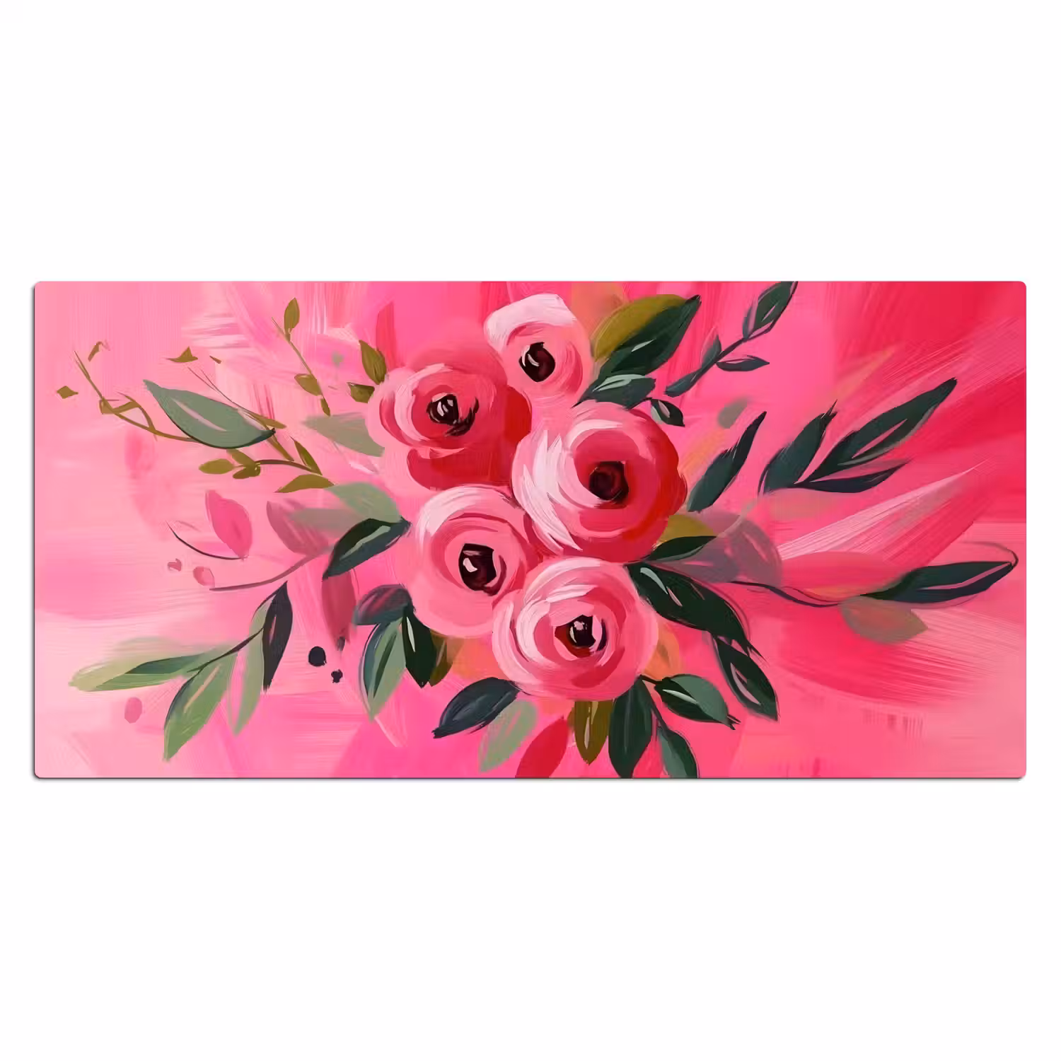 Bloemen - Verf - Roze Muismat XXL klein -3d_leeg