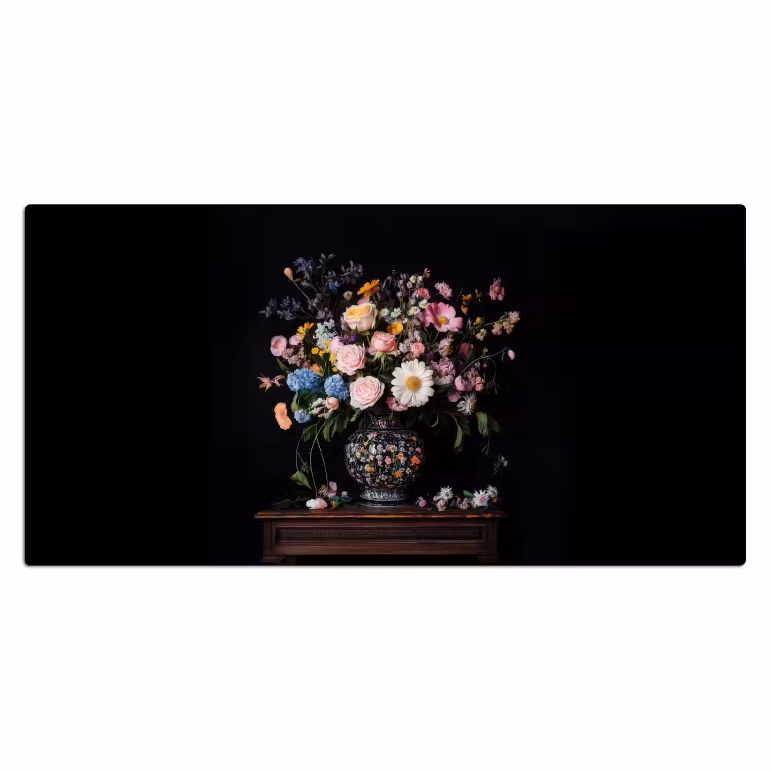 Bloemenvaas - Hout - Bloemen - Boeket Muismat XXL klein -3d_leeg