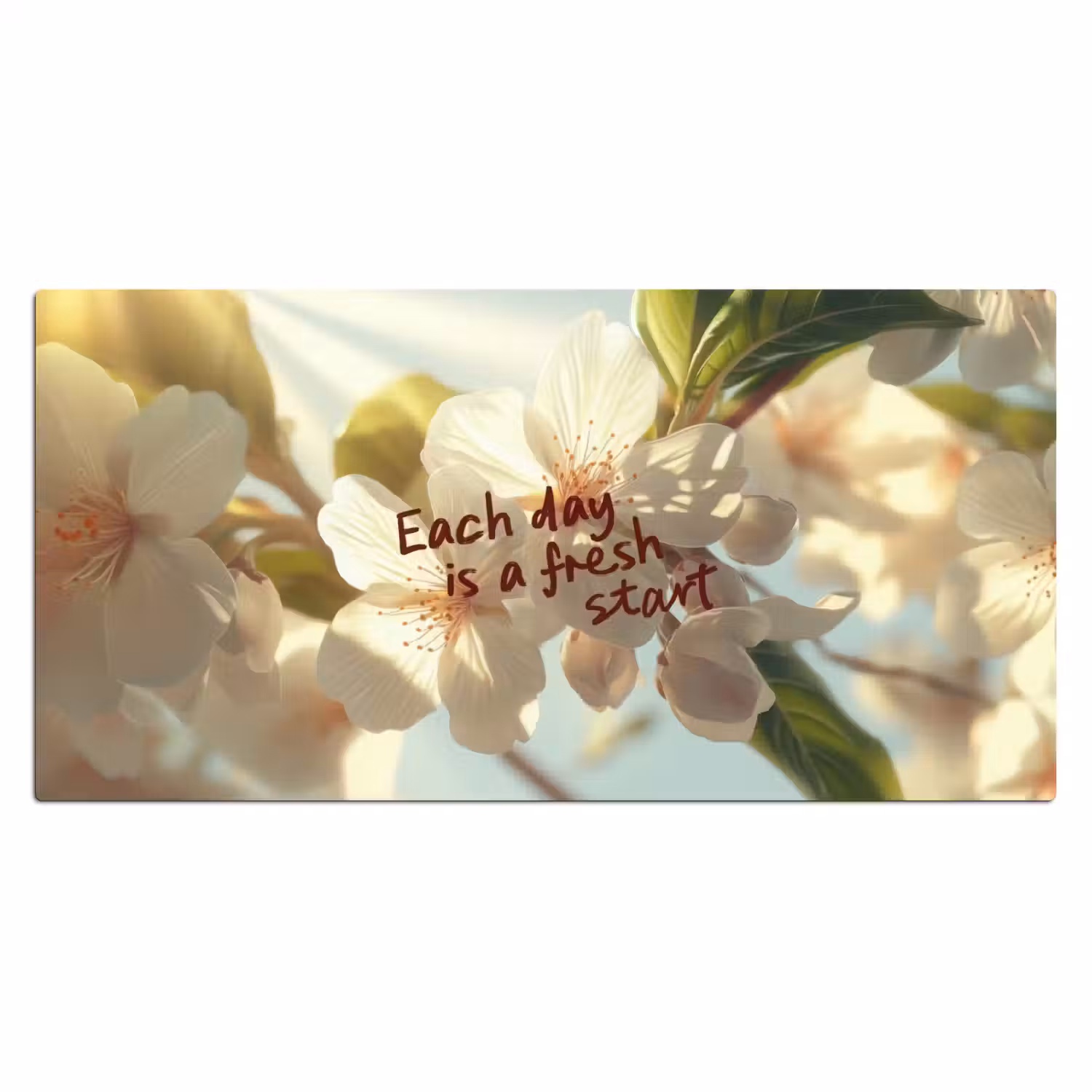 Bloesems - Zonlicht - Quote - Wit Muismat XXL klein -3d_leeg