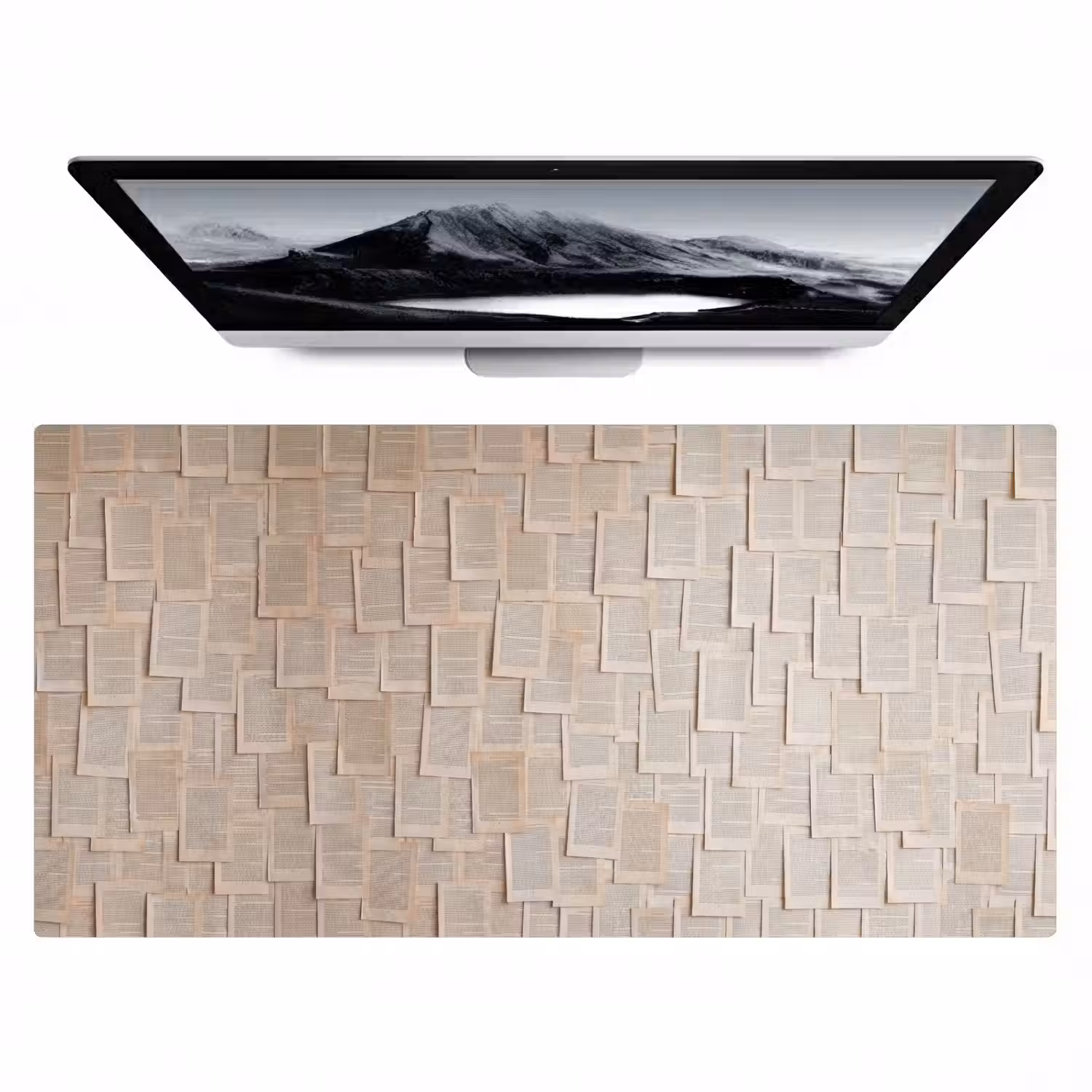 Boekpagina - Collage - Literatuur - Vintage - Beige Muismat XXL klein -zzz3d