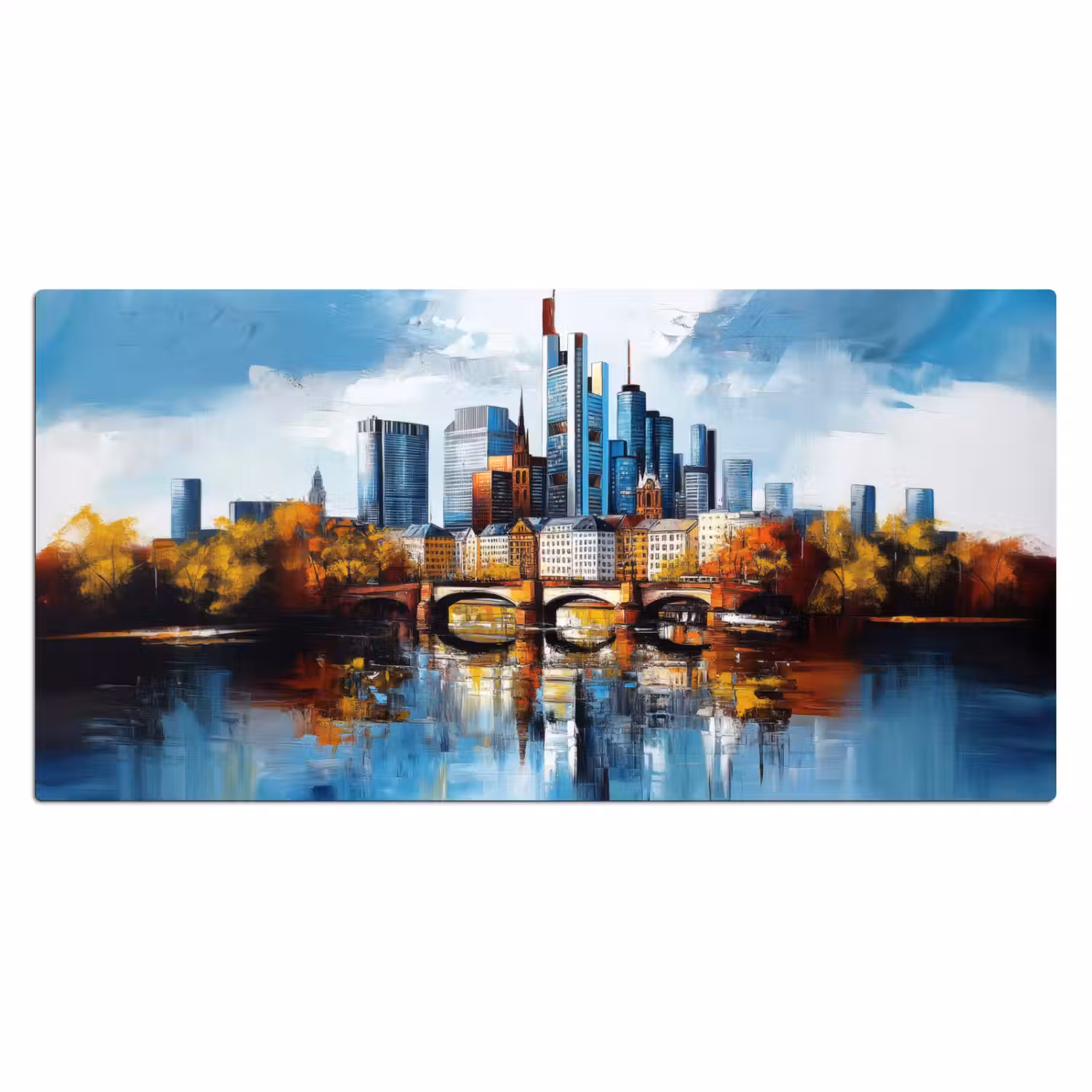 Bomen Frankfurt- Stad - Skyline - Brug Muismat XXL klein -3d_leeg