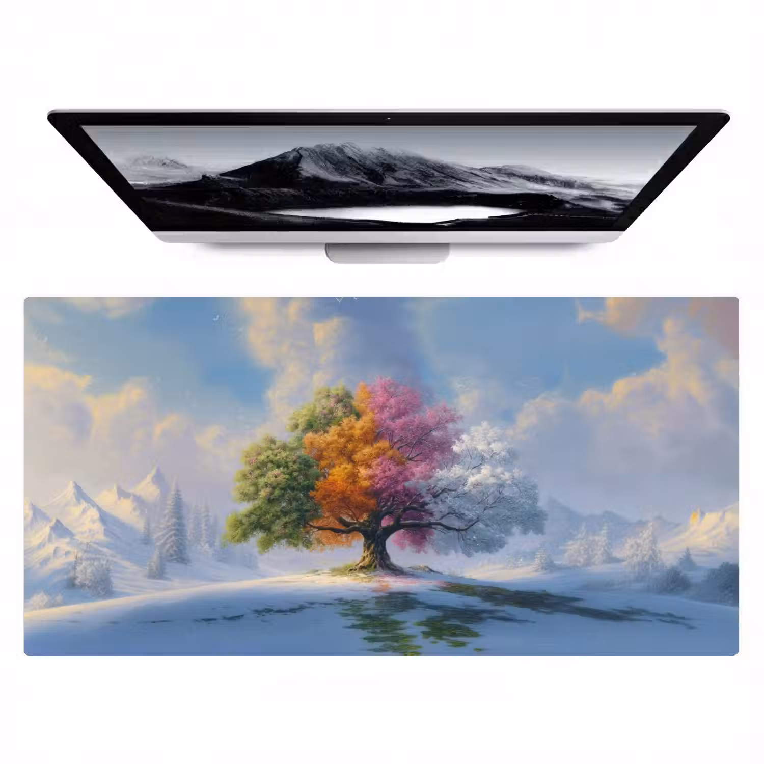 Boom - Seizoenen - Winter - Landschap Muismat XXL klein -zzz3d