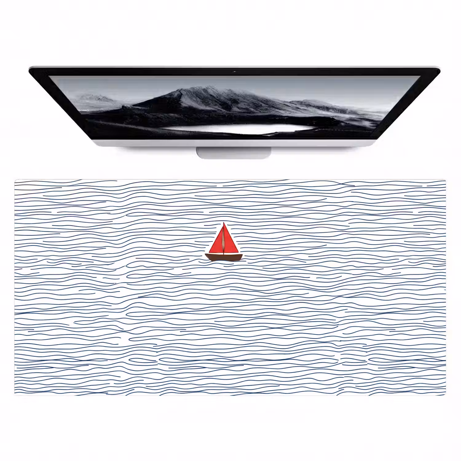 Boot - Water - Rood - Illustratie - Minimalistisch Muismat XXL klein -zzz3d