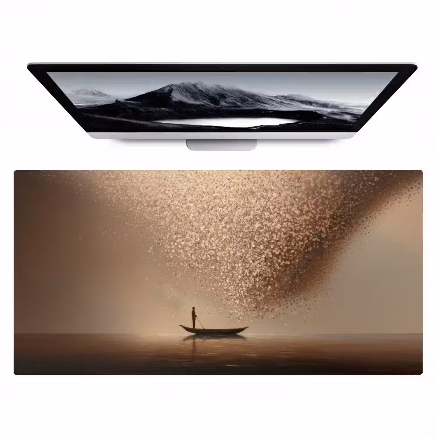 Bootje - Blaadjes - Goud - Water Muismat XXL klein -zzz3d