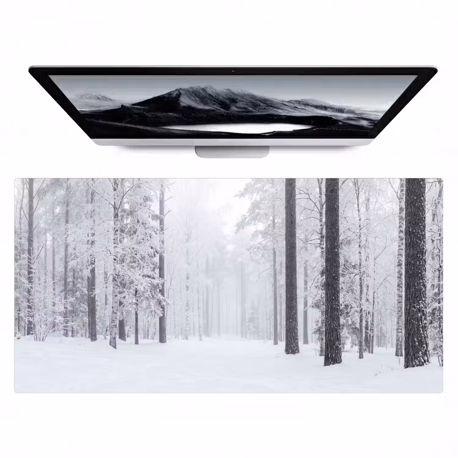 Bos - Sneeuw - Pad - Winter - Stilte Muismat XXL klein -zzz3d