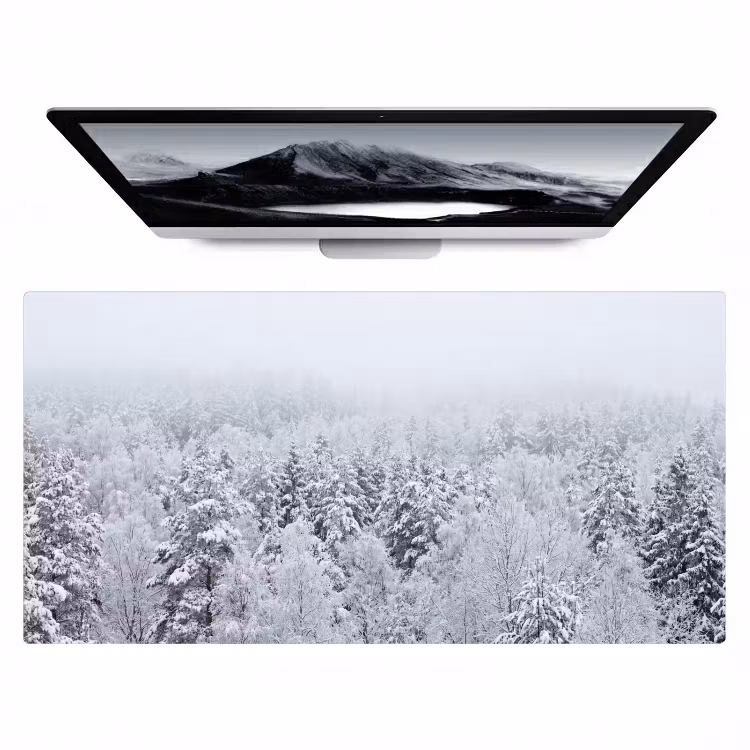 Bos - Sneeuw - Winter - Natuur - Wit Muismat XXL klein -zzz3d