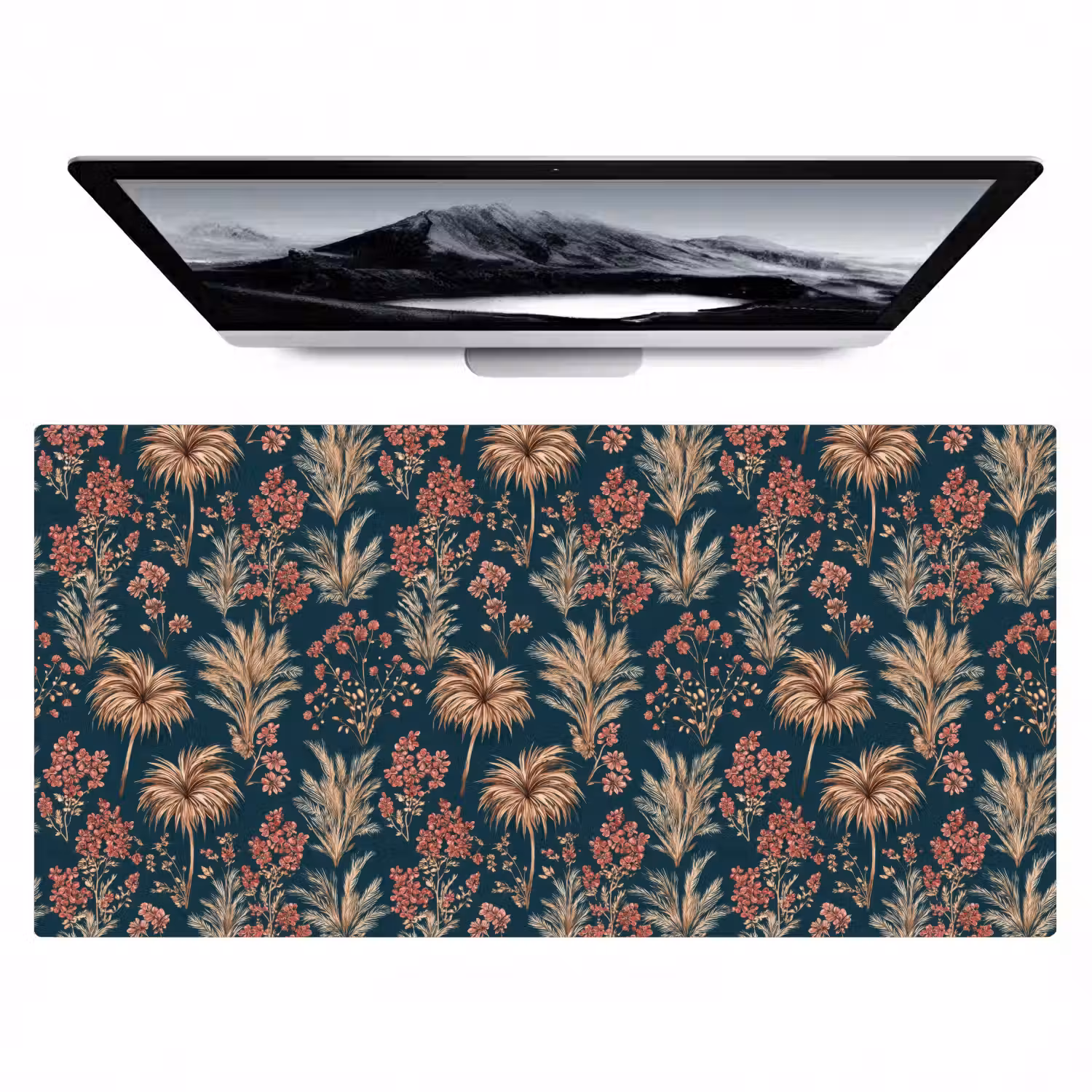 Botanisch - Patroon - Blauw Muismat XXL klein 681 -zzz3d