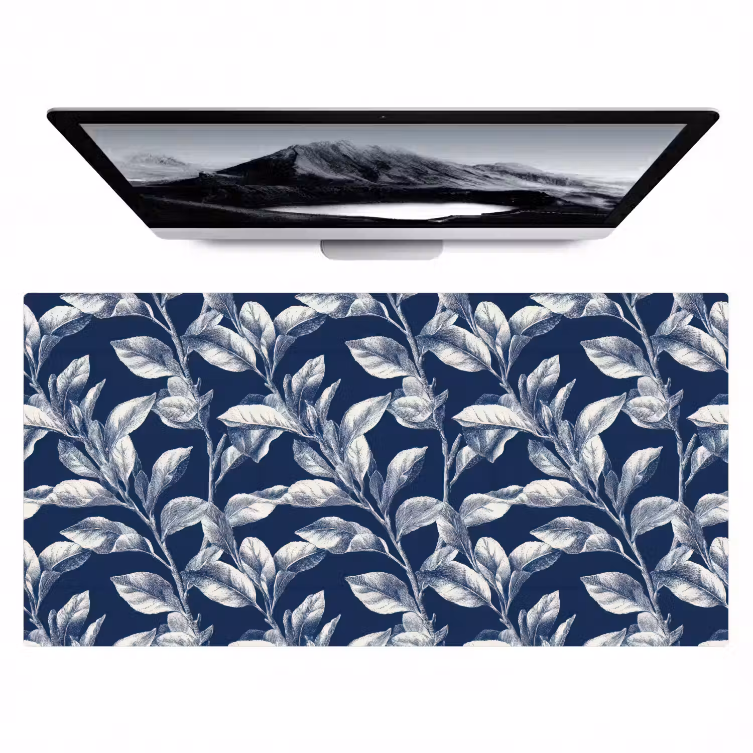 Botanisch - Patroon - Blauw Muismat XXL klein 681 -zzz3d