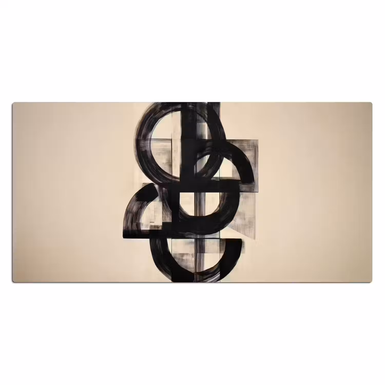 Cirkels - Lijnen - Vormen - Zwart Muismat XXL klein -3d_leeg