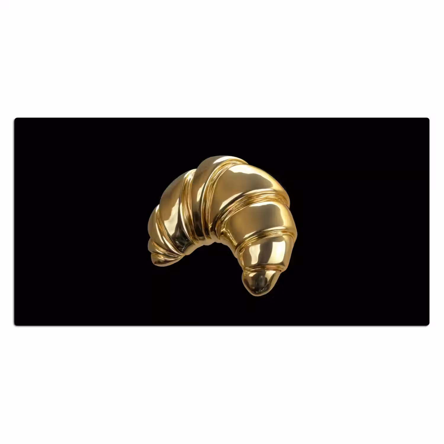 Croissant - Brood - Goud - Zwart Muismat XXL klein -3d_leeg