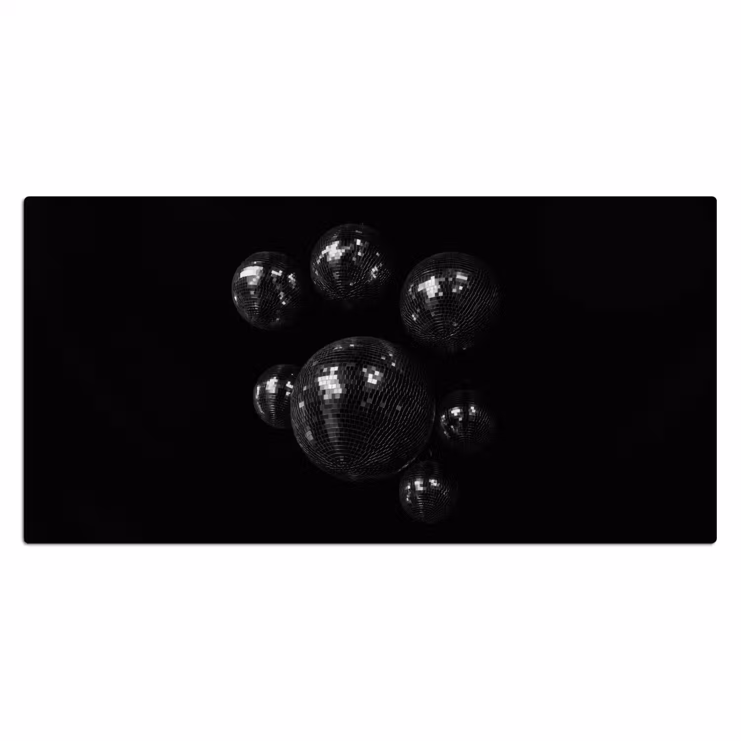 Discoballen - Minimalistisch - Zwart Muismat XXL klein -3d_leeg